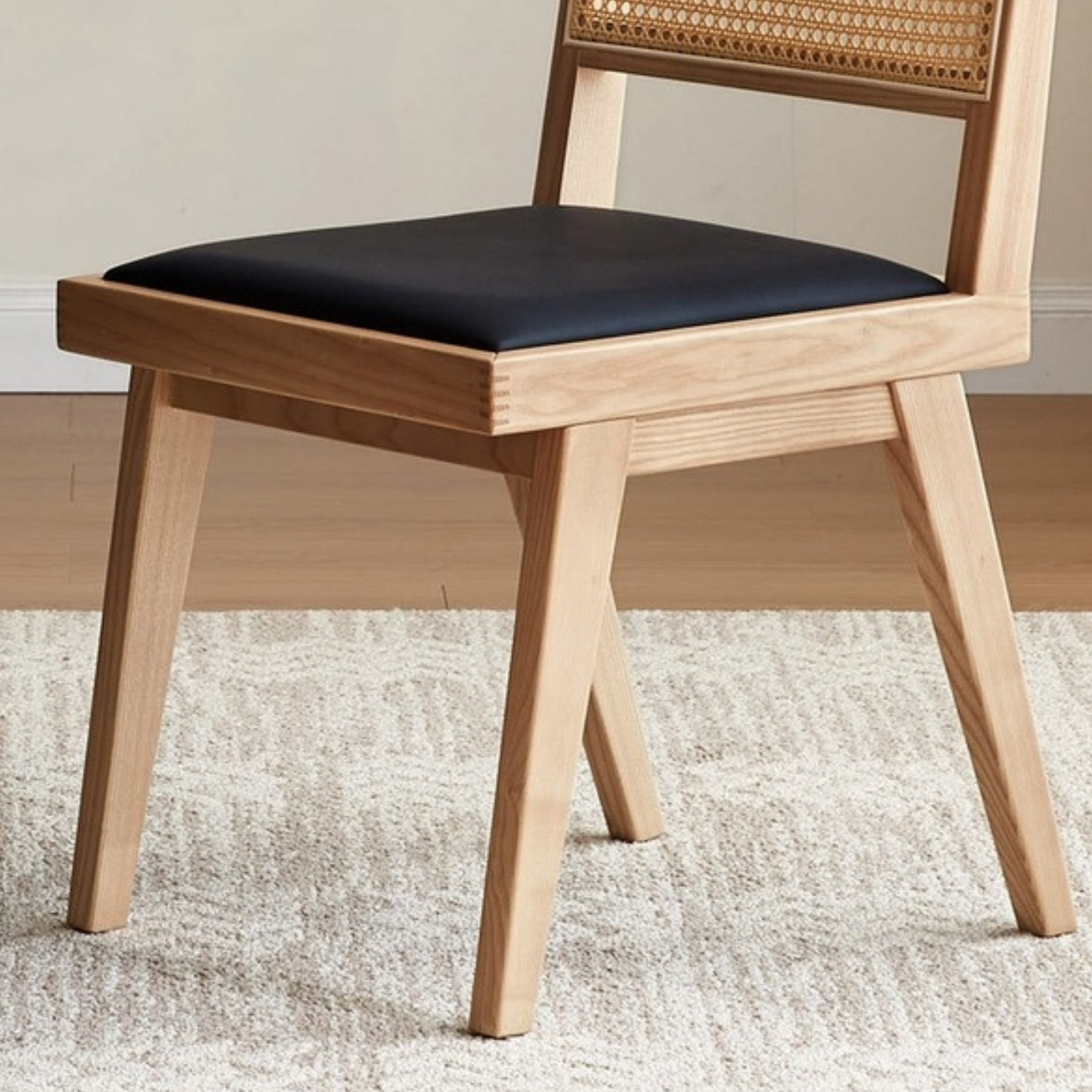 Linspire Valen Solid Wood & Rattan Dining Chair, Set of 2