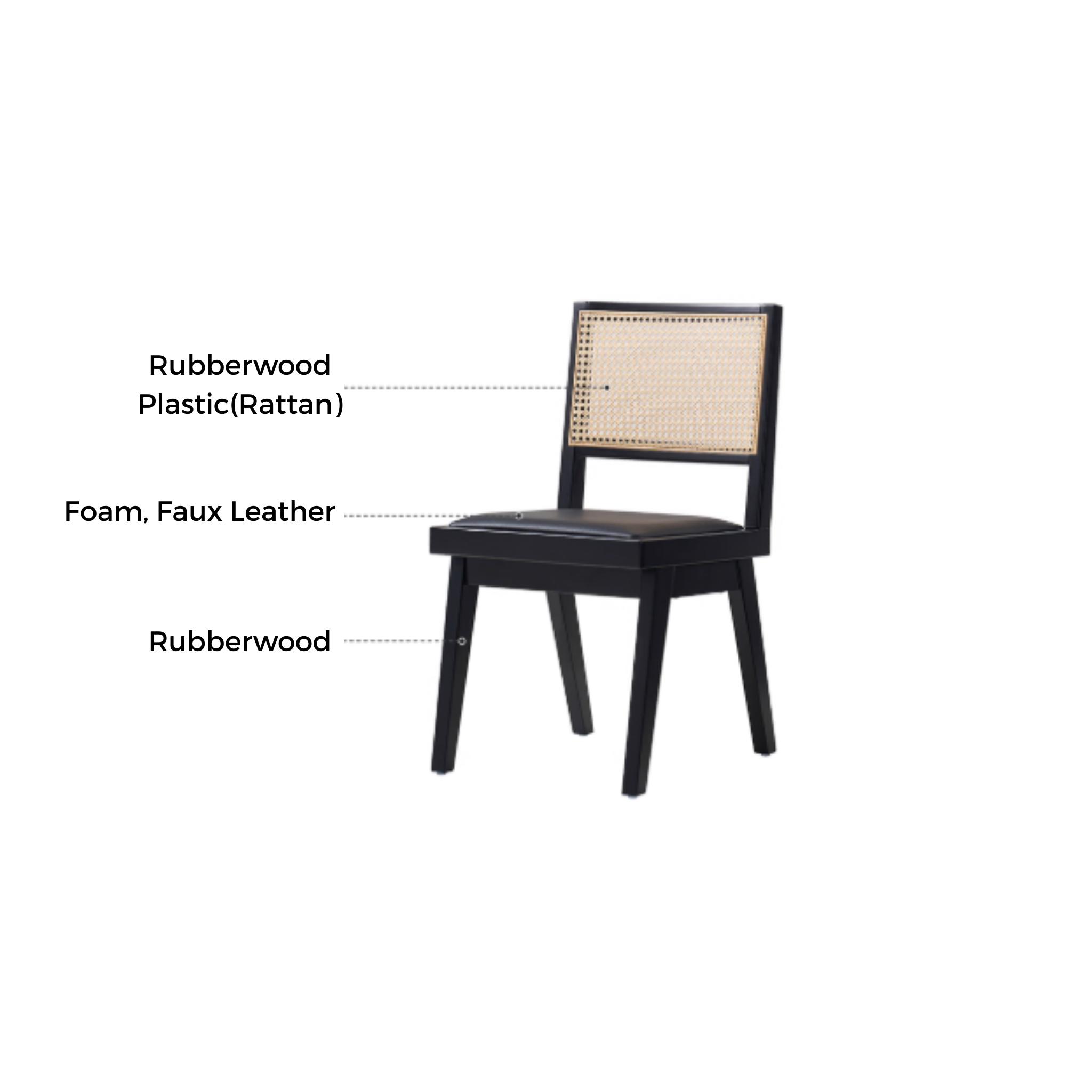 Linspire Valen Solid Wood & Rattan Dining Chair, Set of 2