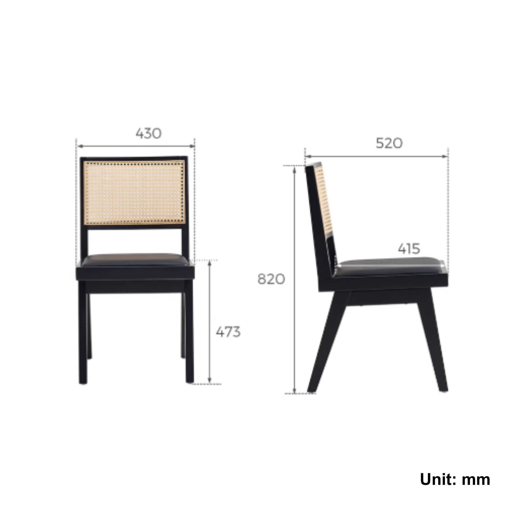 Linspire Valen Solid Wood & Rattan Dining Chair, Set of 2