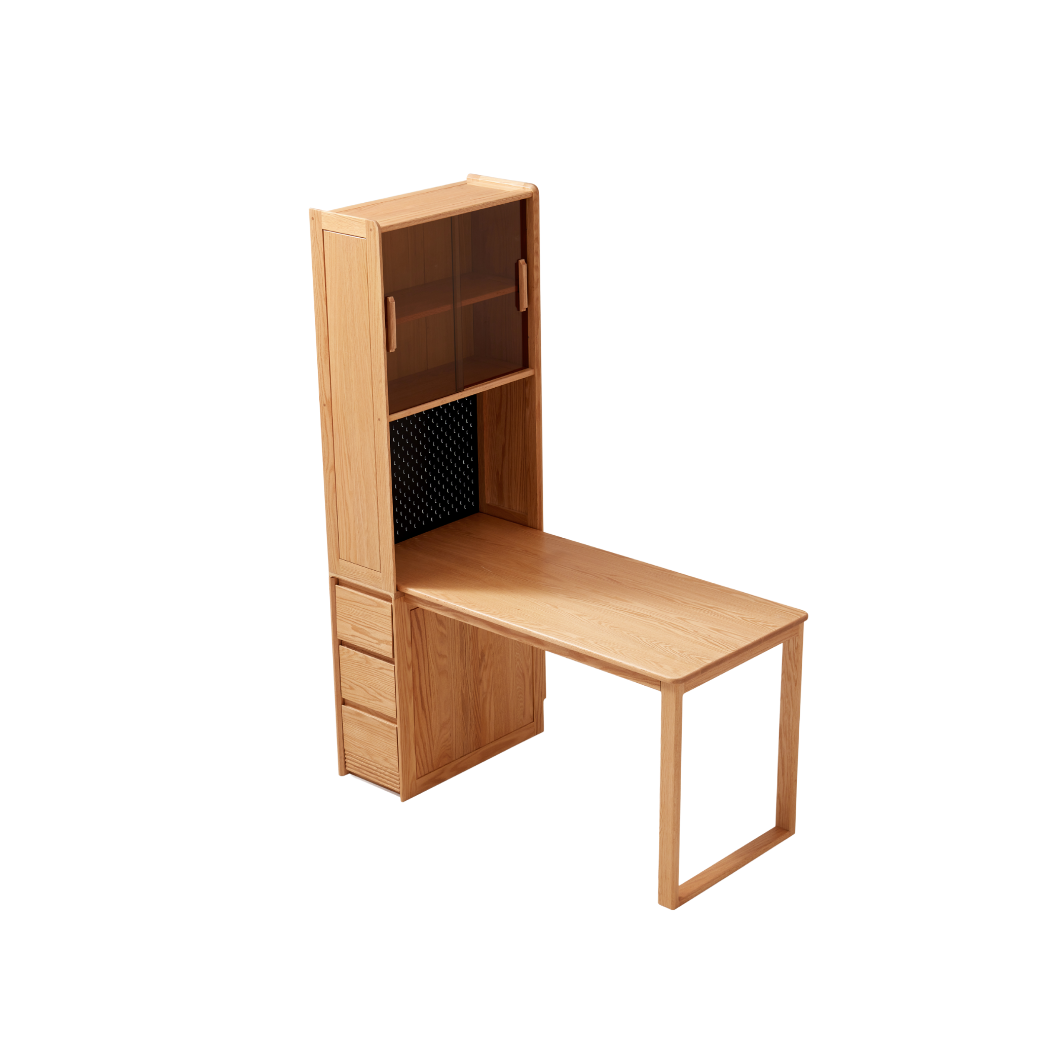 Linspire Rivna Solid Wood Office Desk with Pegboard, Oak