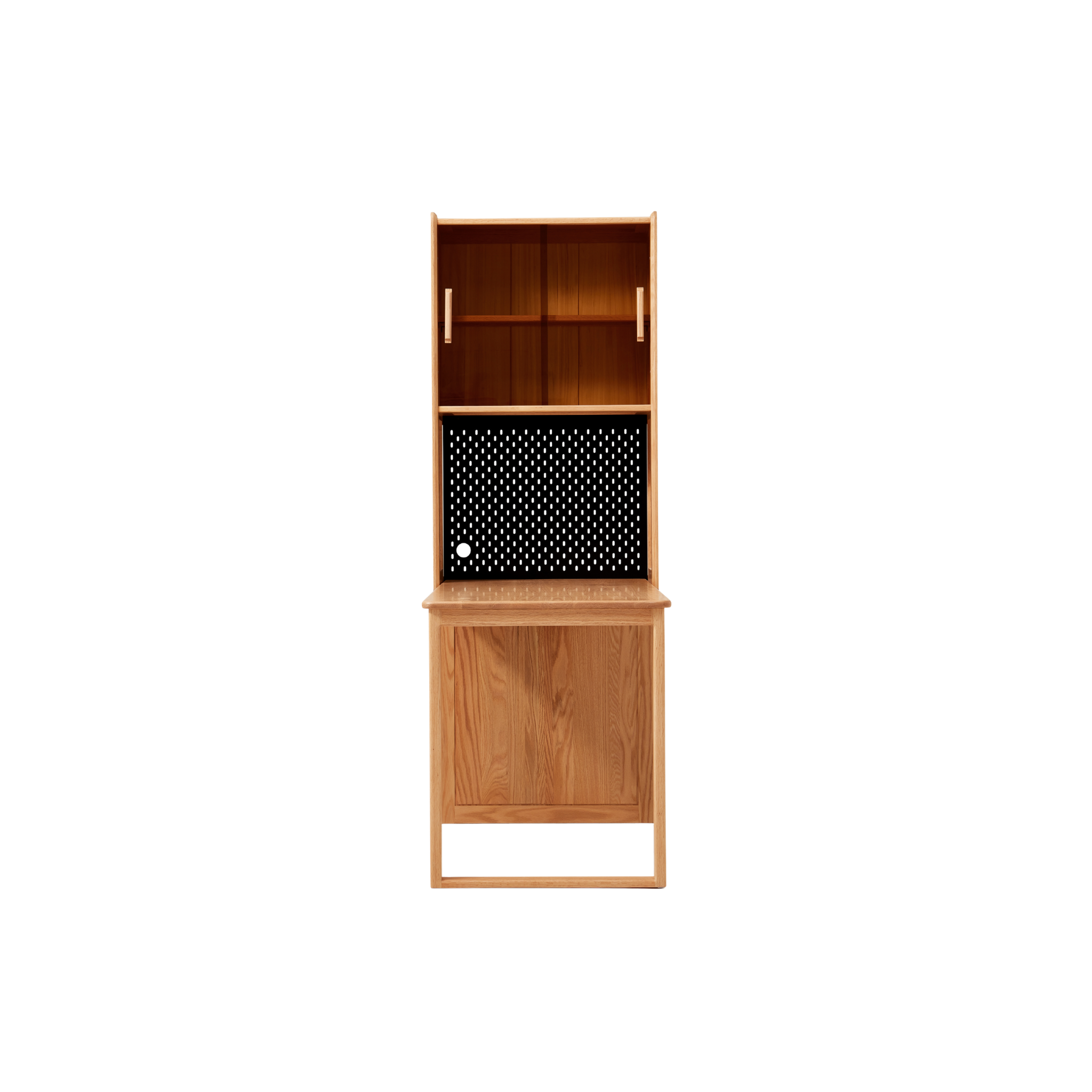 Linspire Rivna Solid Wood Office Desk with Pegboard, Oak