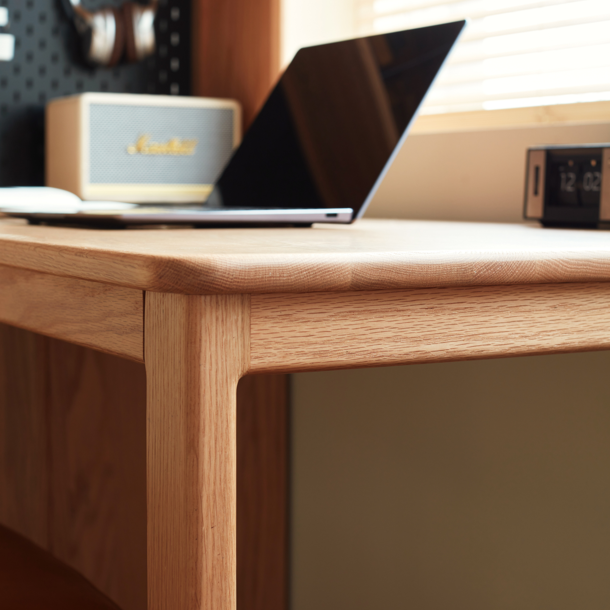 Linspire Rivna Solid Wood Office Desk with Pegboard, Oak