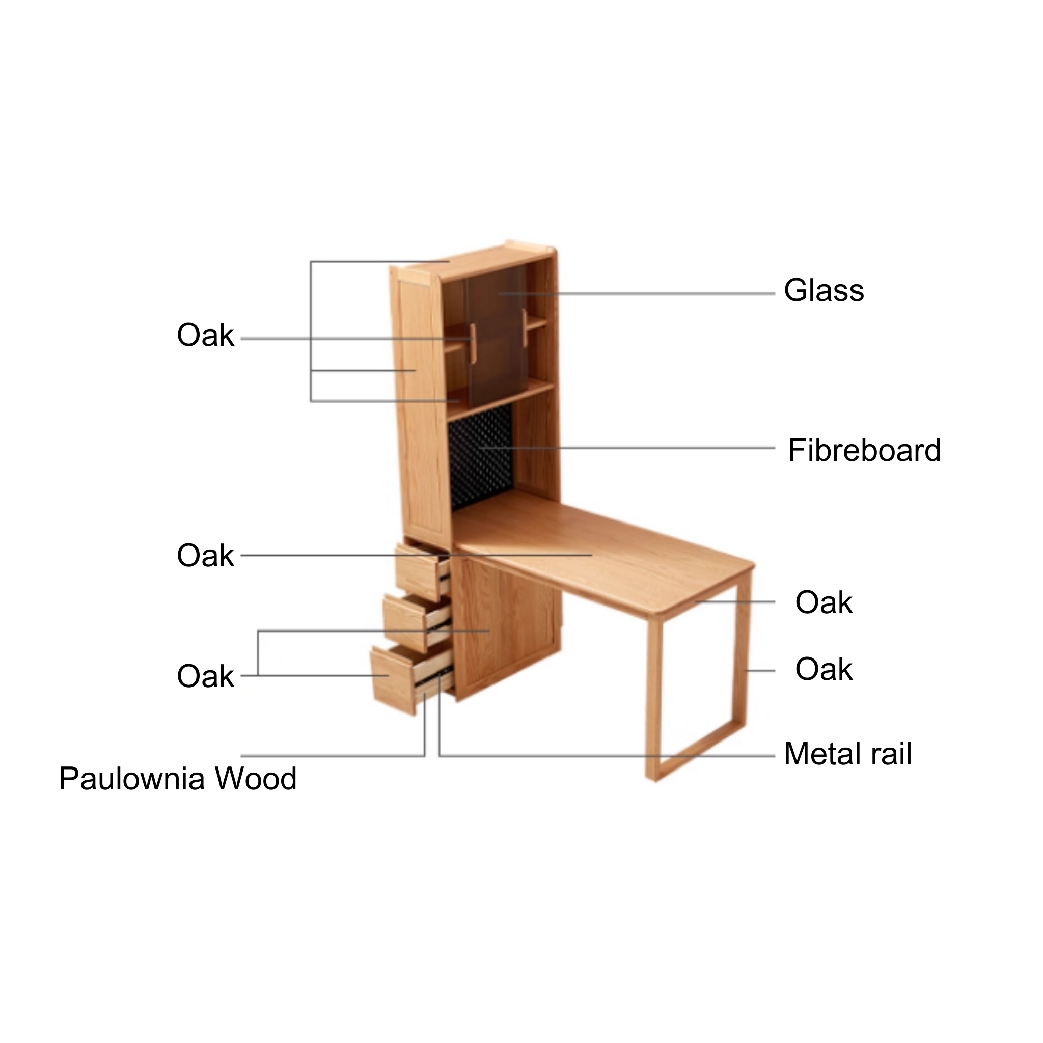 Linspire Rivna Solid Wood Office Desk with Pegboard, Oak
