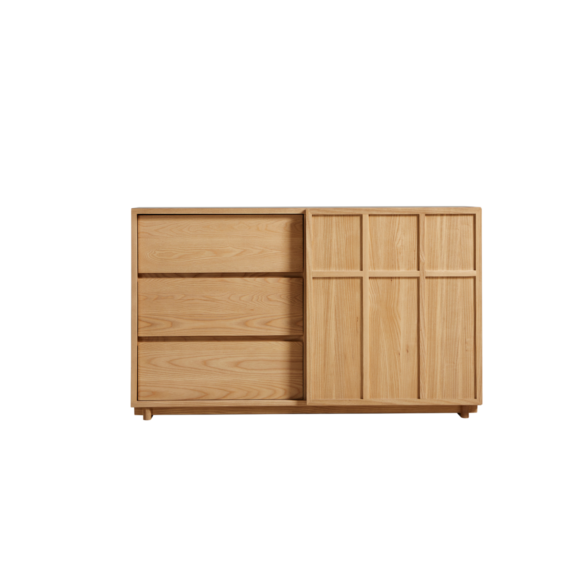 Linspire Valen Solid Wood Sideboard with Sliding Doors, Ash