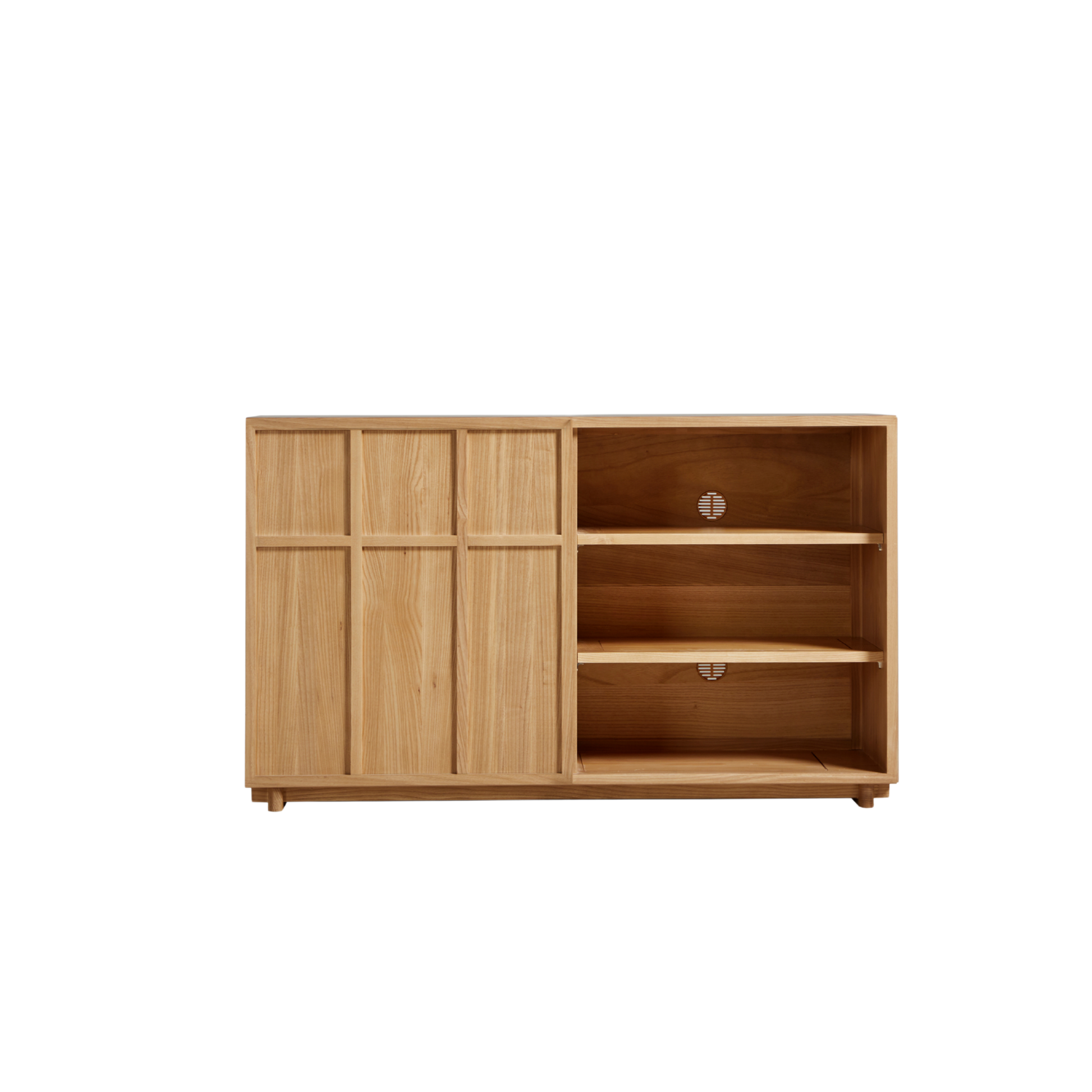 Linspire Valen Solid Wood Sideboard with Sliding Doors, Ash
