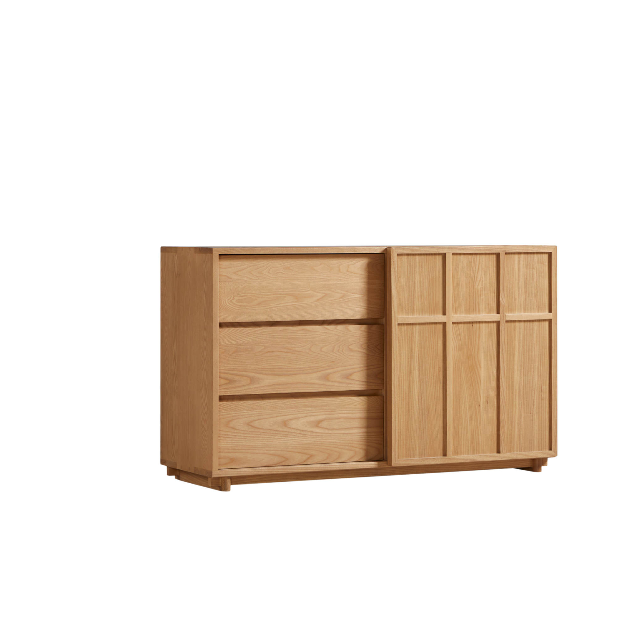 Linspire Valen Solid Wood Sideboard with Sliding Doors, Ash