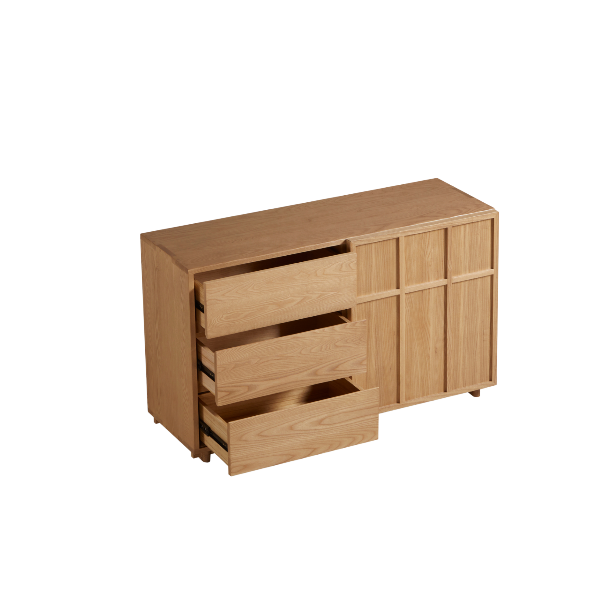 Linspire Valen Solid Wood Sideboard with Sliding Doors, Ash