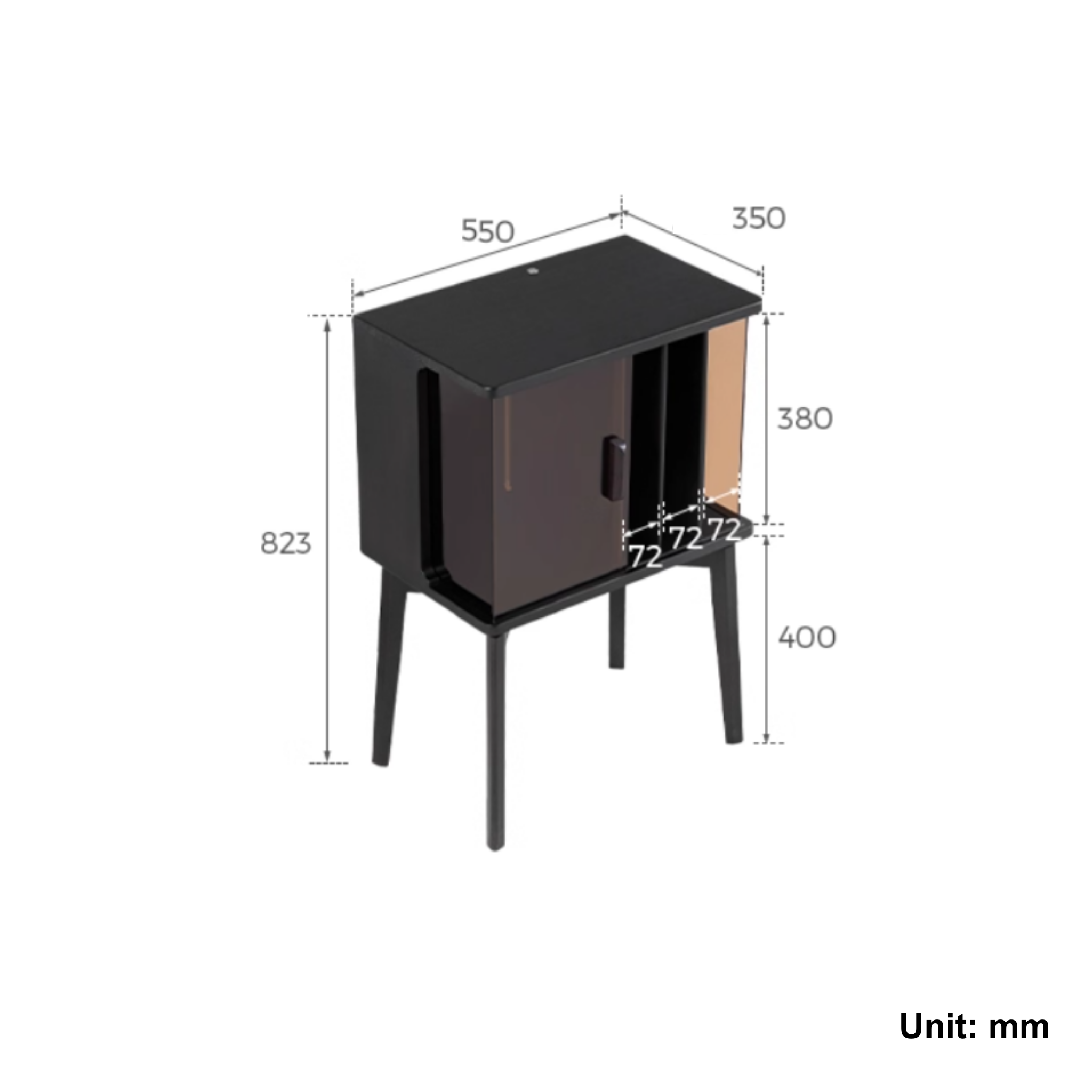 Linspire Valen Solid Wood Side Table with Cabinet, Ash