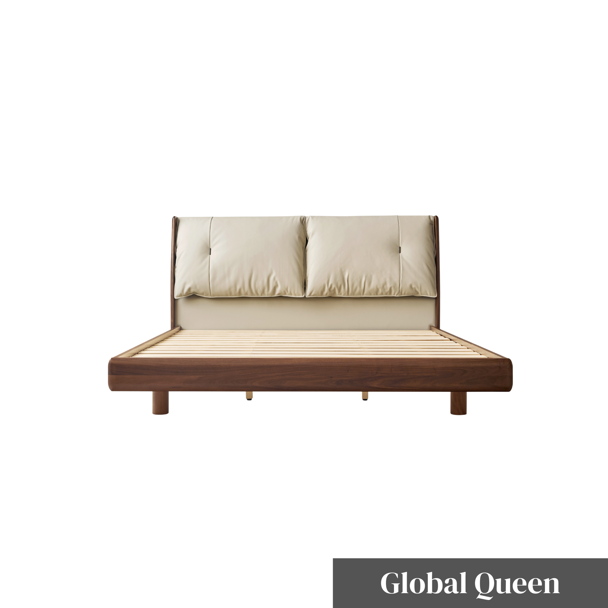 Linspire Vista Solid Wood Bed Frame with Leather Headboard, American Black Walnut
