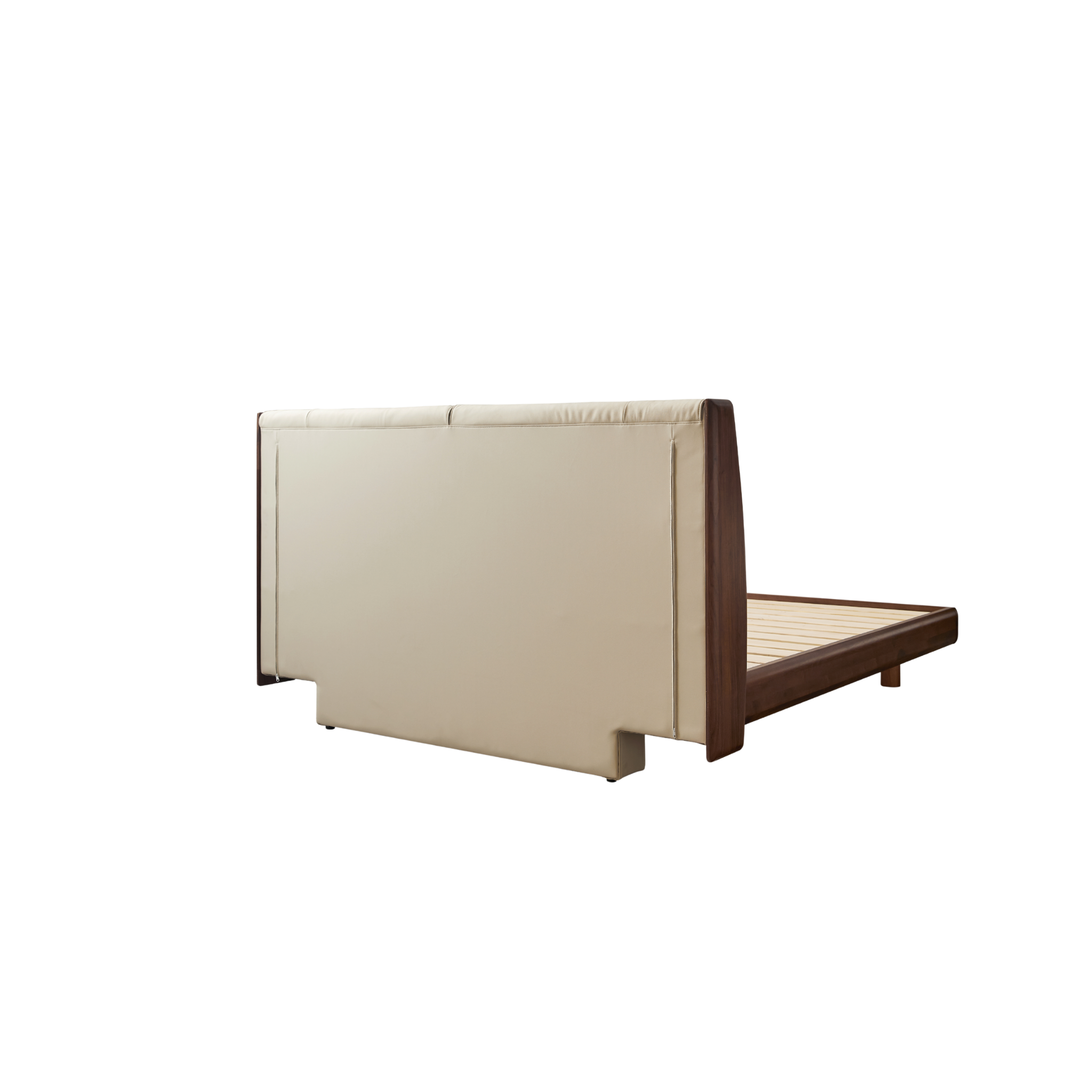 Linspire Vista Solid Wood Bed Frame with Leather Headboard, American Black Walnut