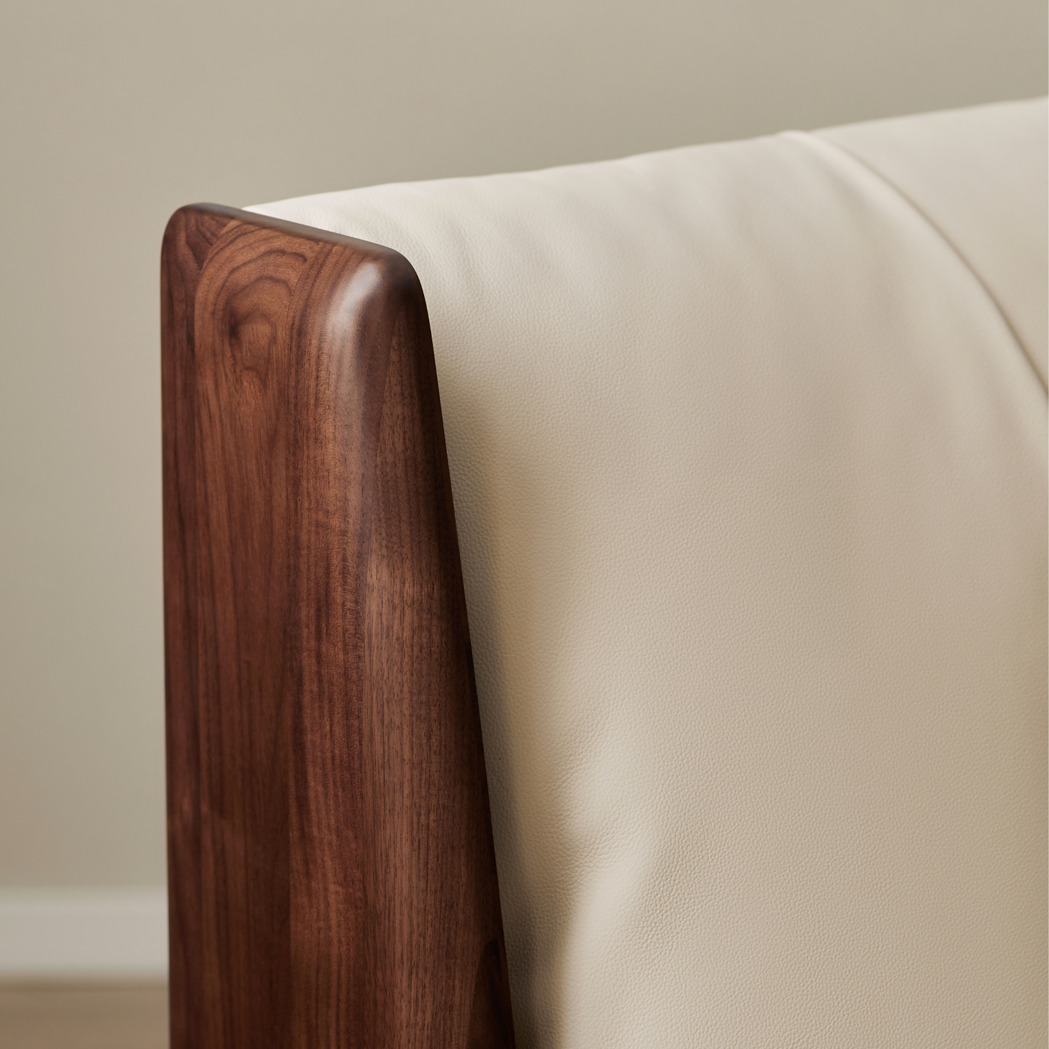 Linspire Vista Solid Wood Bed Frame with Leather Headboard, American Black Walnut