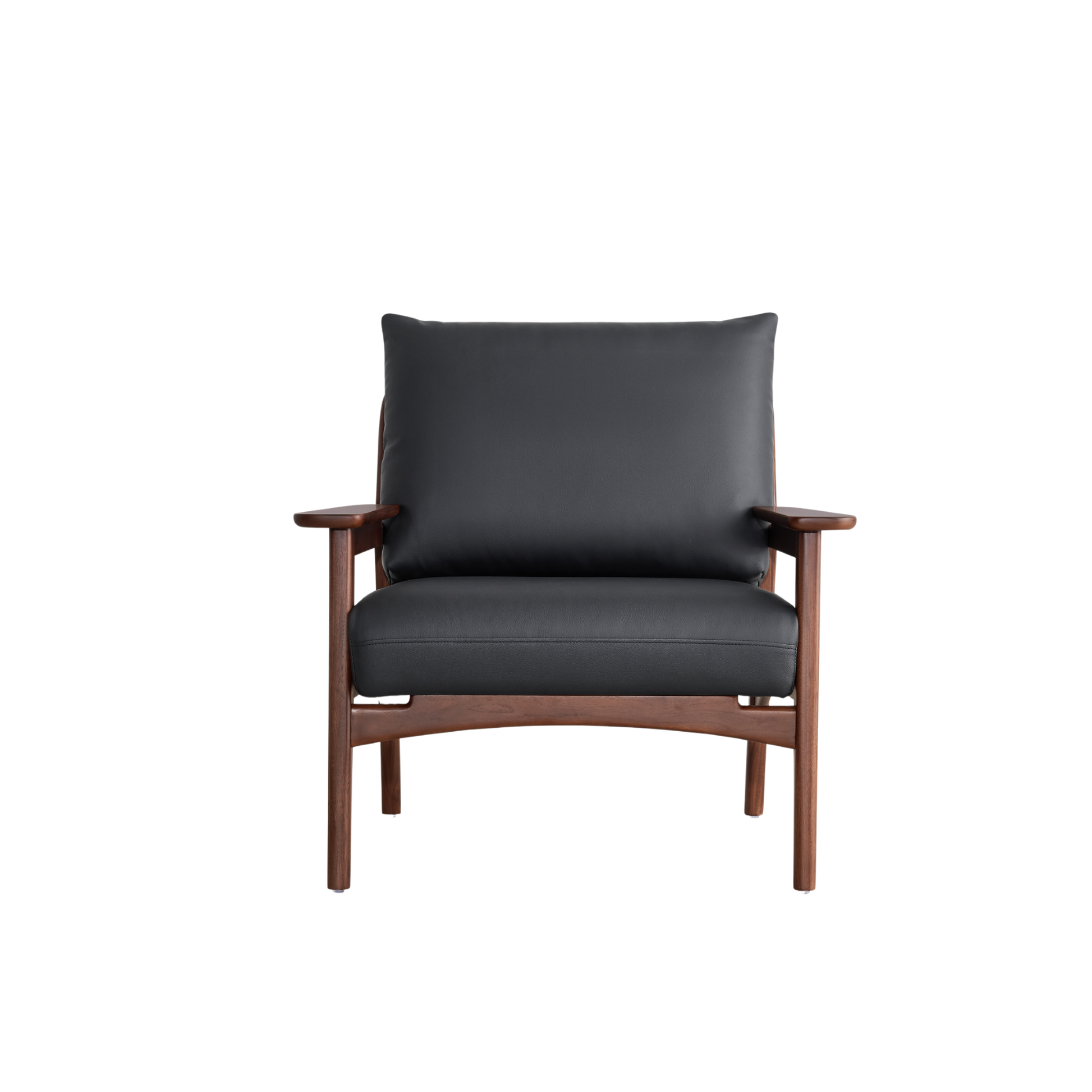 Linspire Walden Leather Armchair with Solid Wood Frame, Walnut