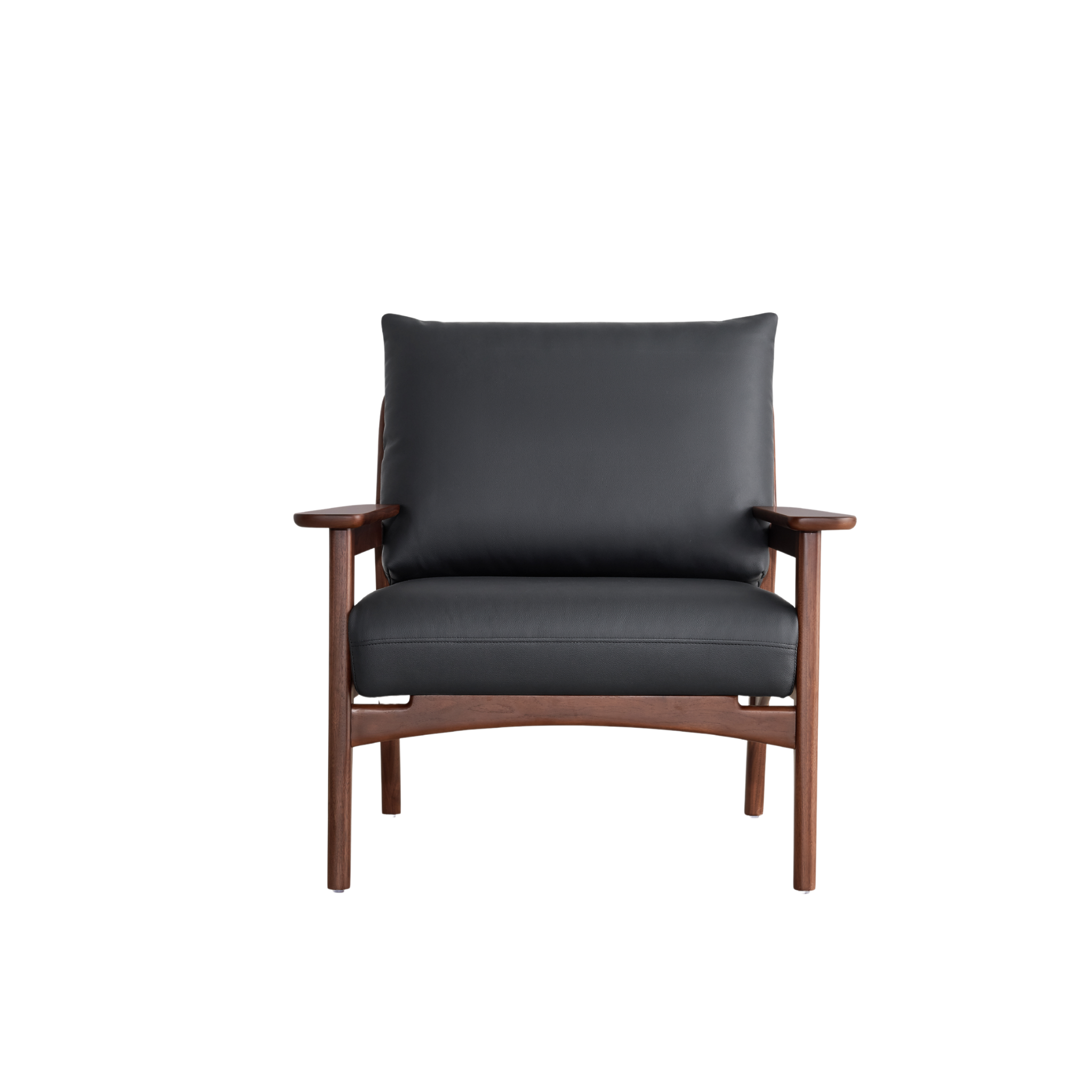 Linspire Walden Leather Armchair with Solid Wood Frame, Walnut