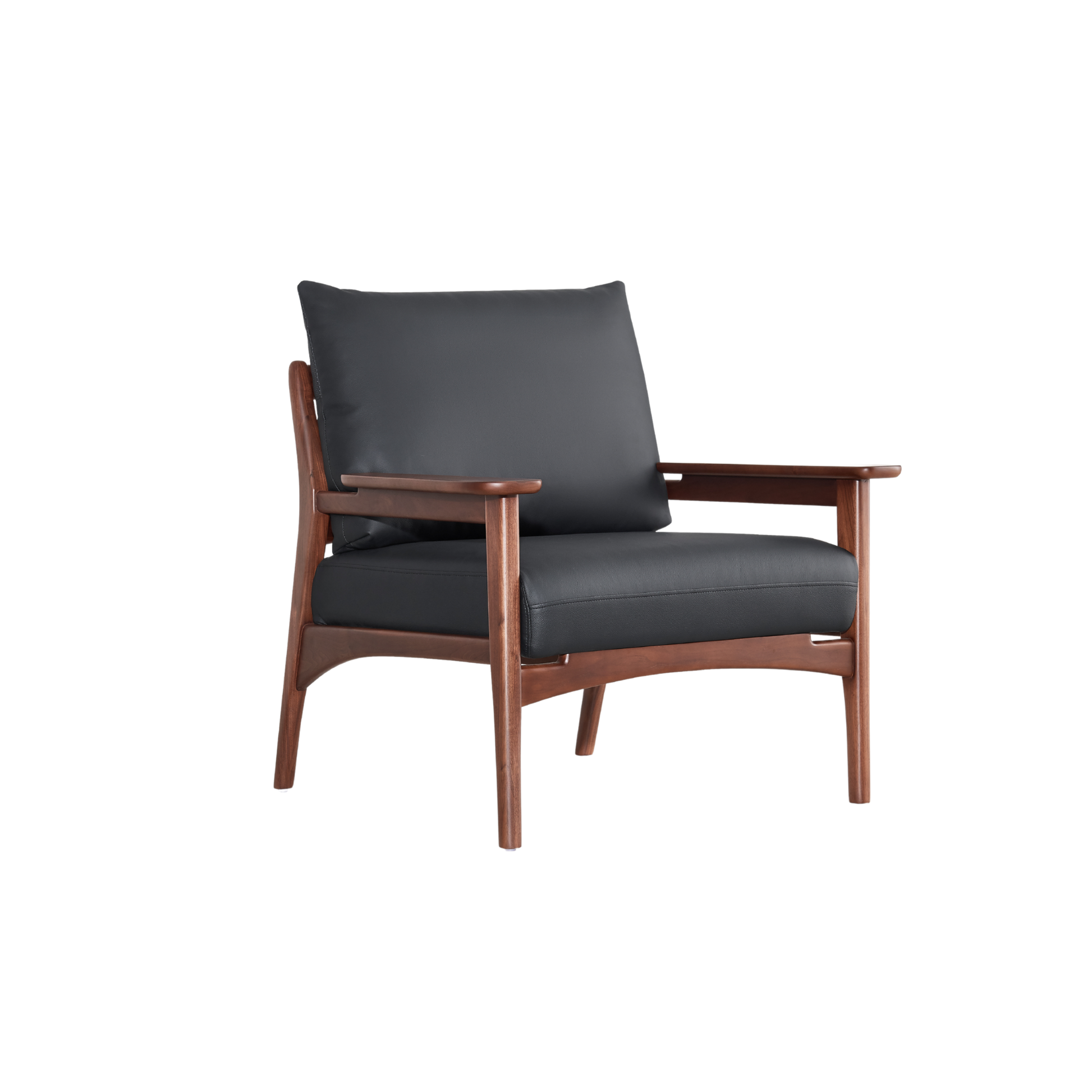 Linspire Walden Leather Armchair with Solid Wood Frame, Walnut