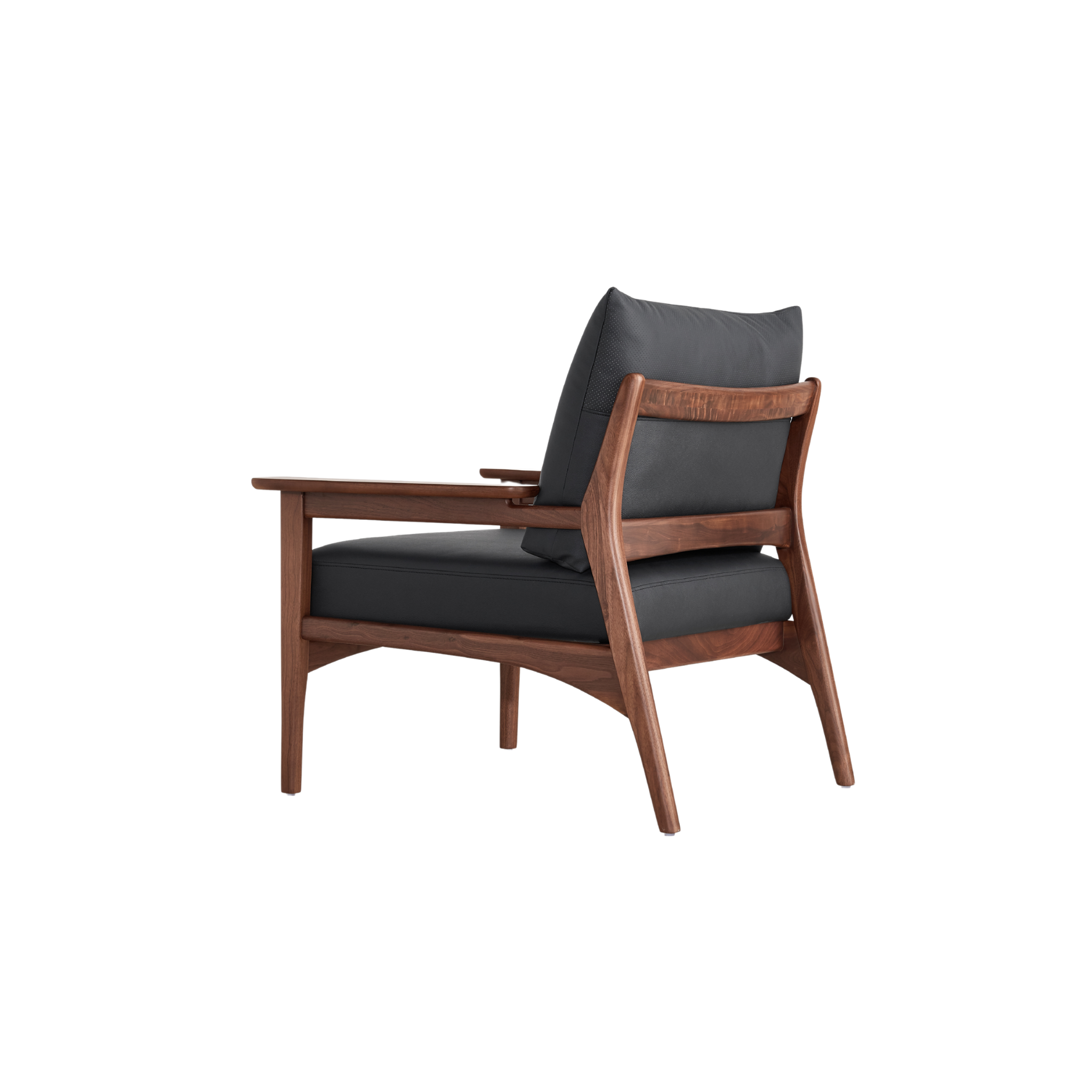 Linspire Walden Leather Armchair with Solid Wood Frame, Walnut