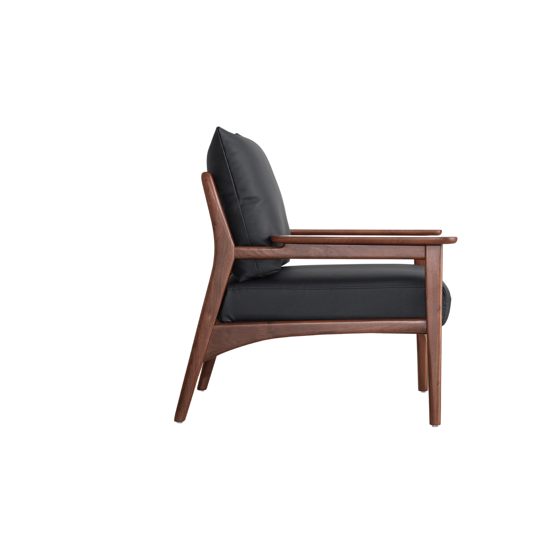 Linspire Walden Leather Armchair with Solid Wood Frame, Walnut