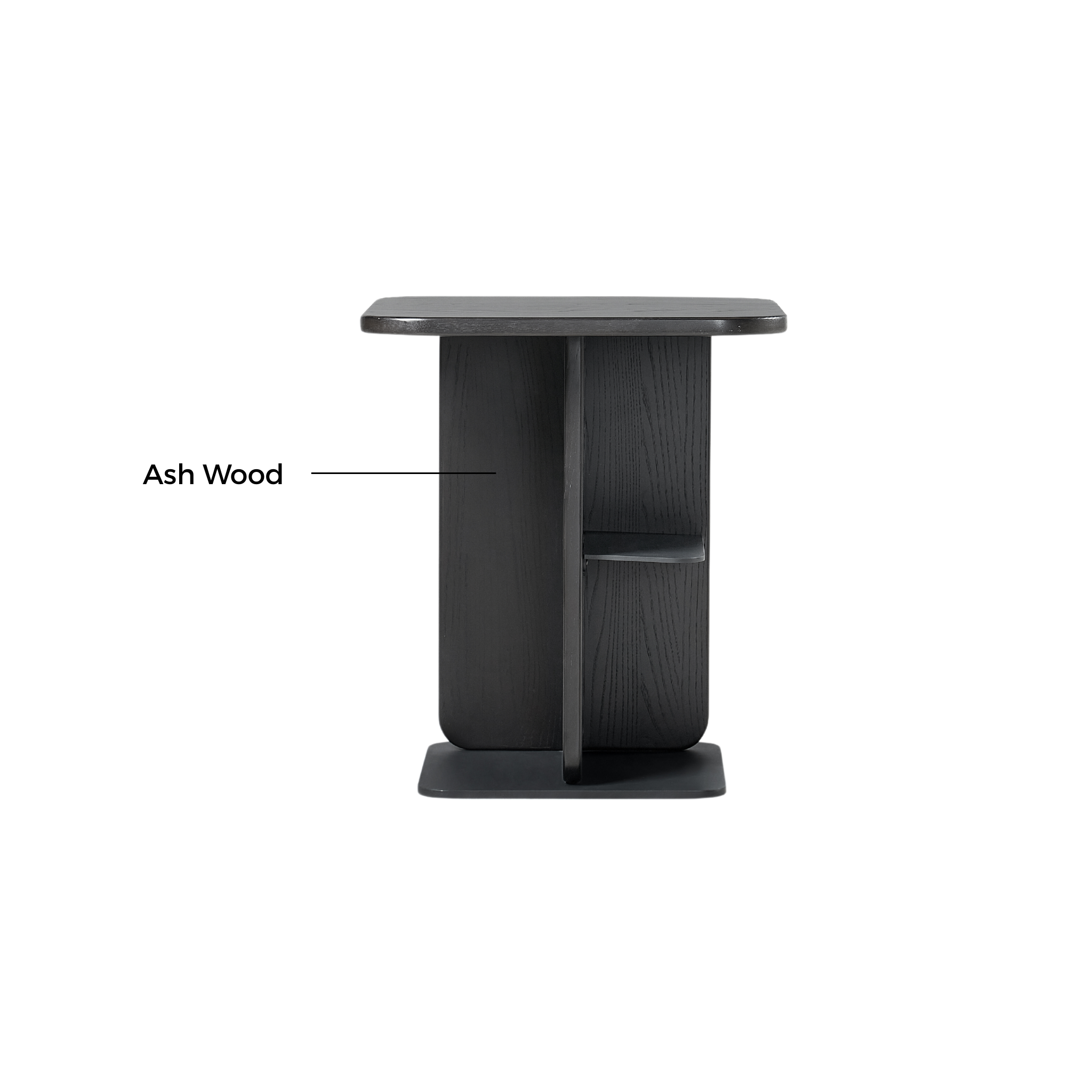 Linspire Valen Solid Wood Side Table with Shelf, Ash
