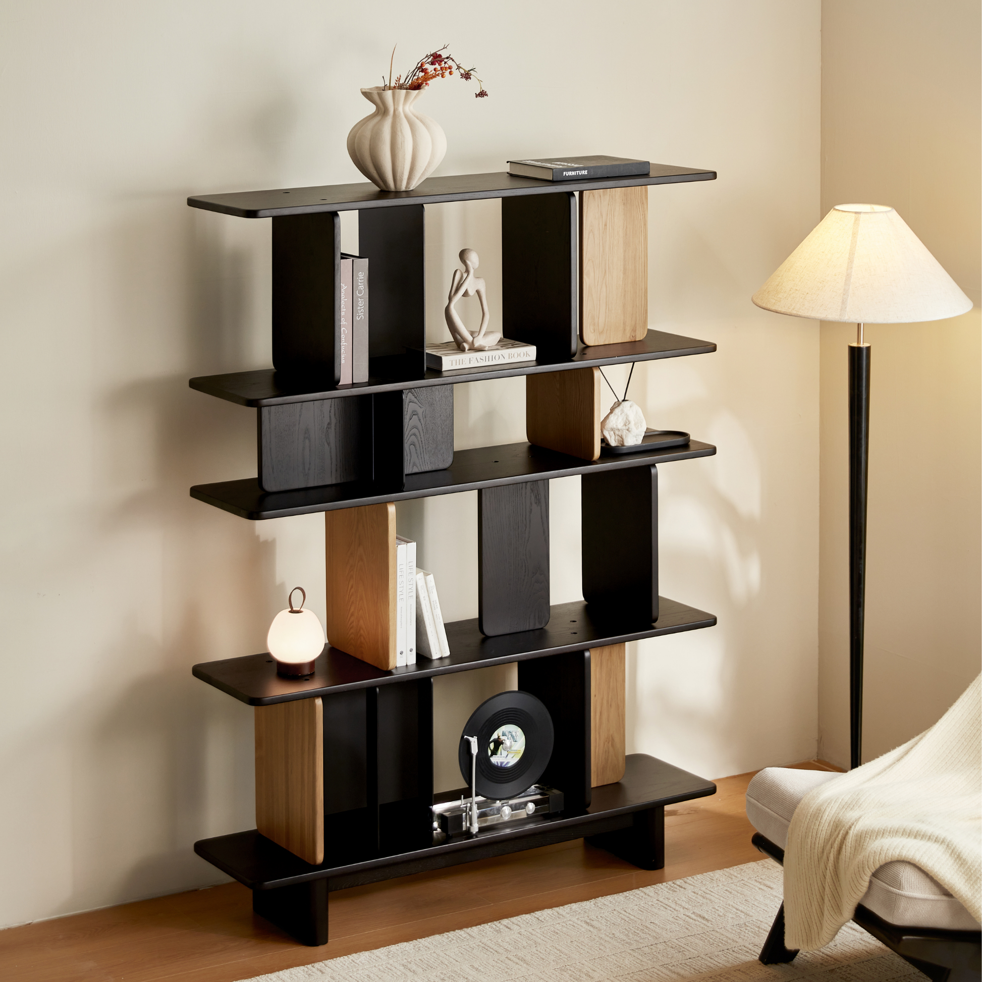 Linspire Valen Solid Wood Shelving Unit, Ash