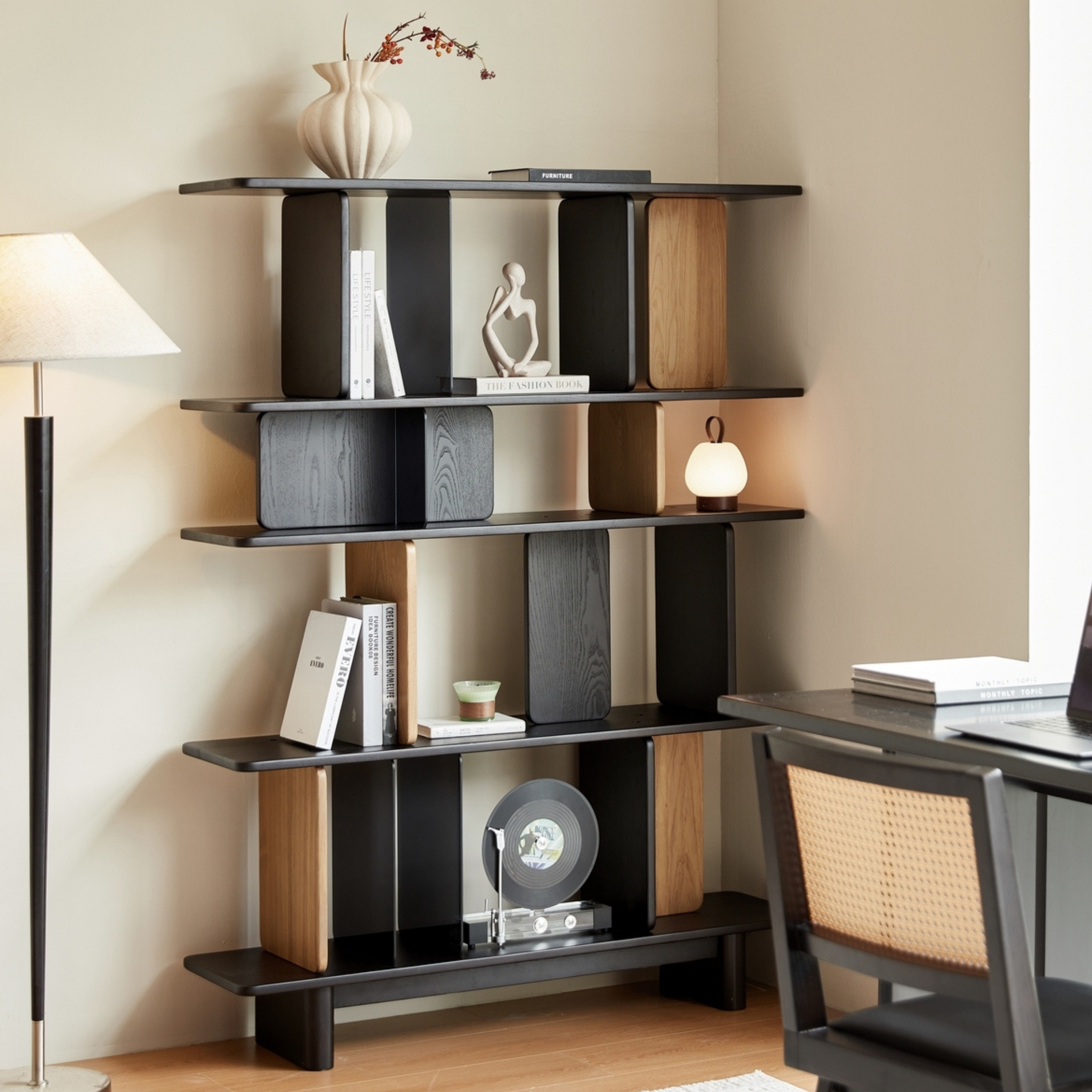 Linspire Valen Solid Wood Shelving Unit, Ash