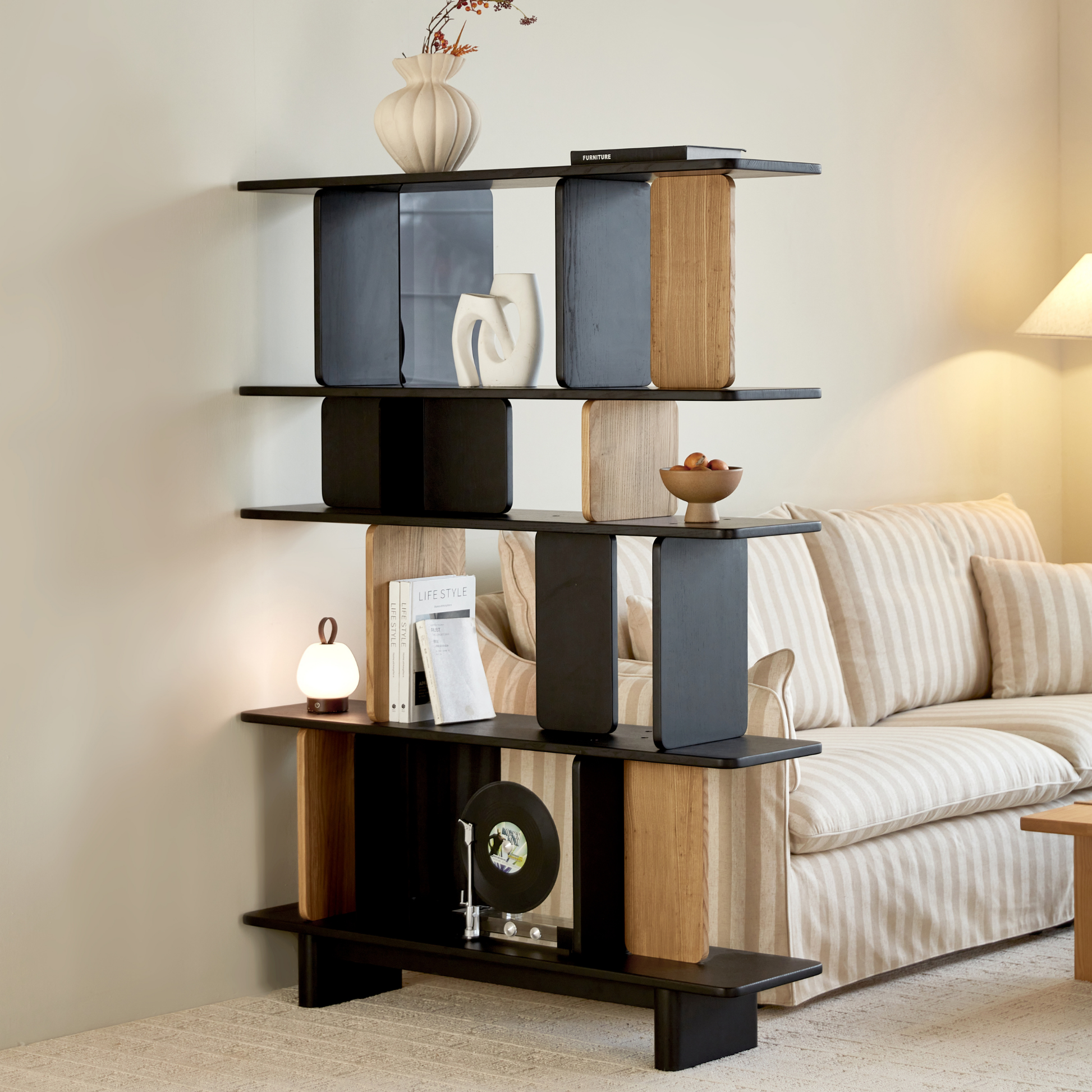 Linspire Valen Solid Wood Shelving Unit, Ash