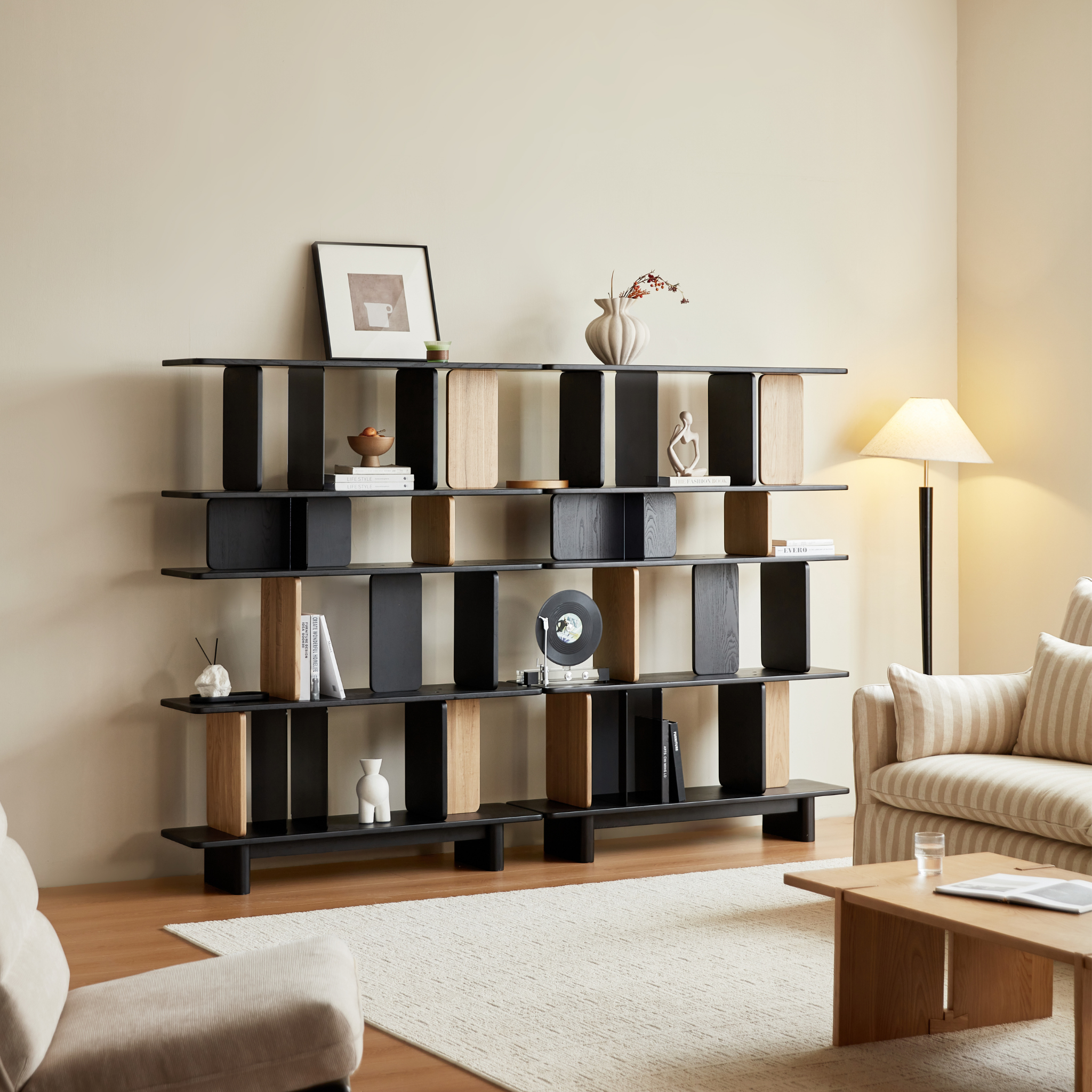 Linspire Valen Solid Wood Shelving Unit, Ash