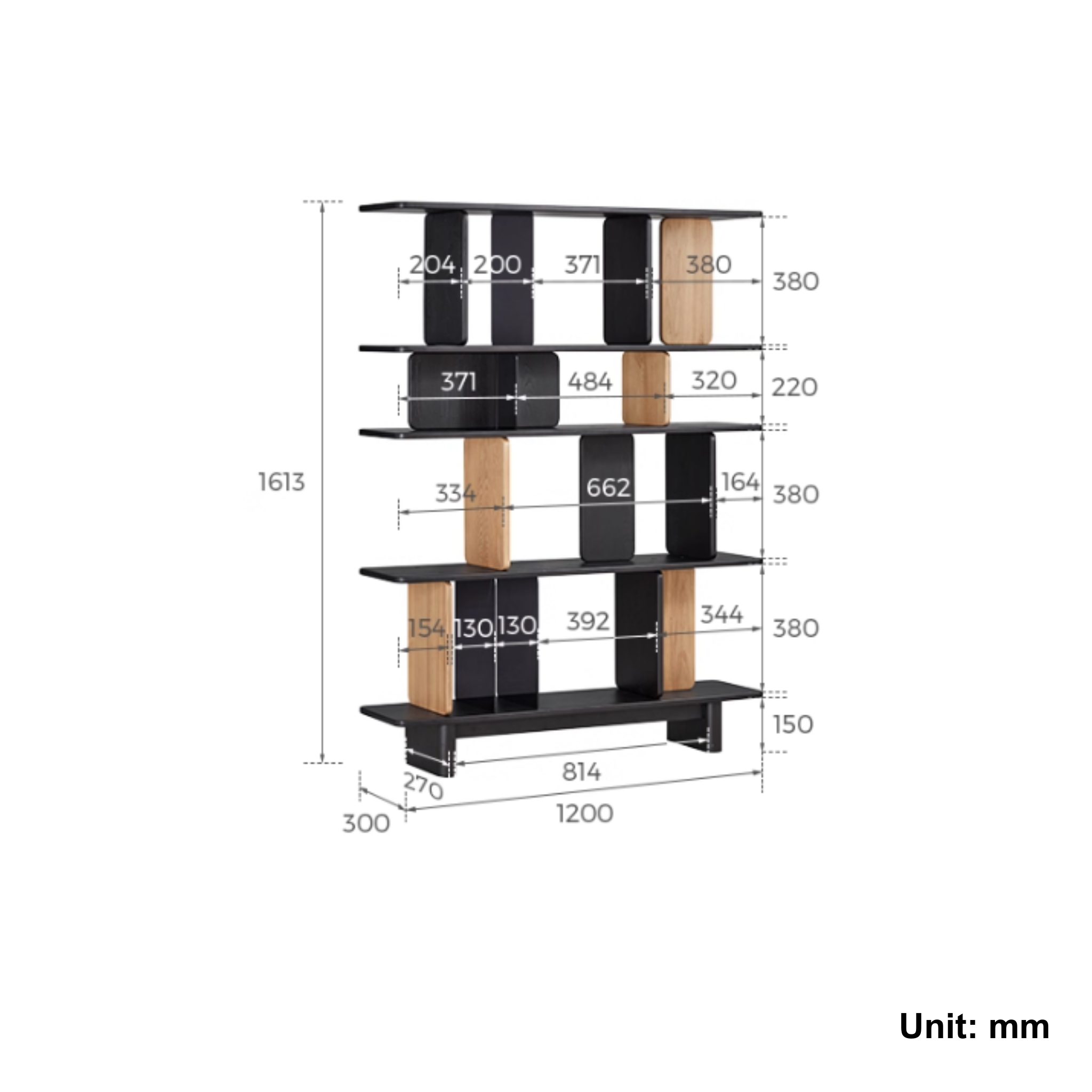 Linspire Valen Solid Wood Shelving Unit, Ash
