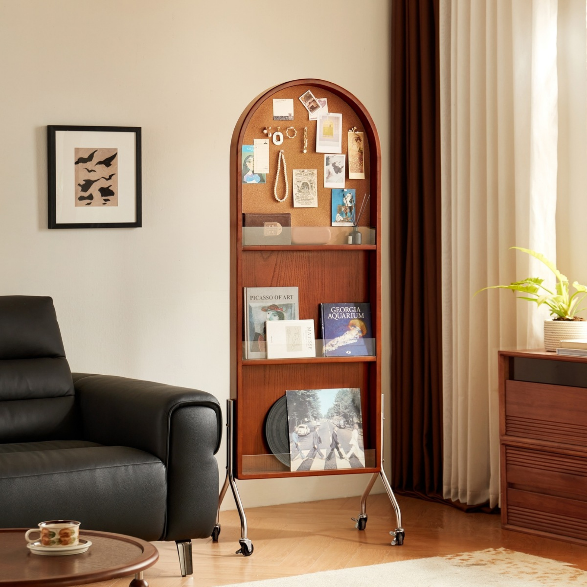 Linspire Walden Solid Wood Mobile Floor Mirror with Storage, Boxwood