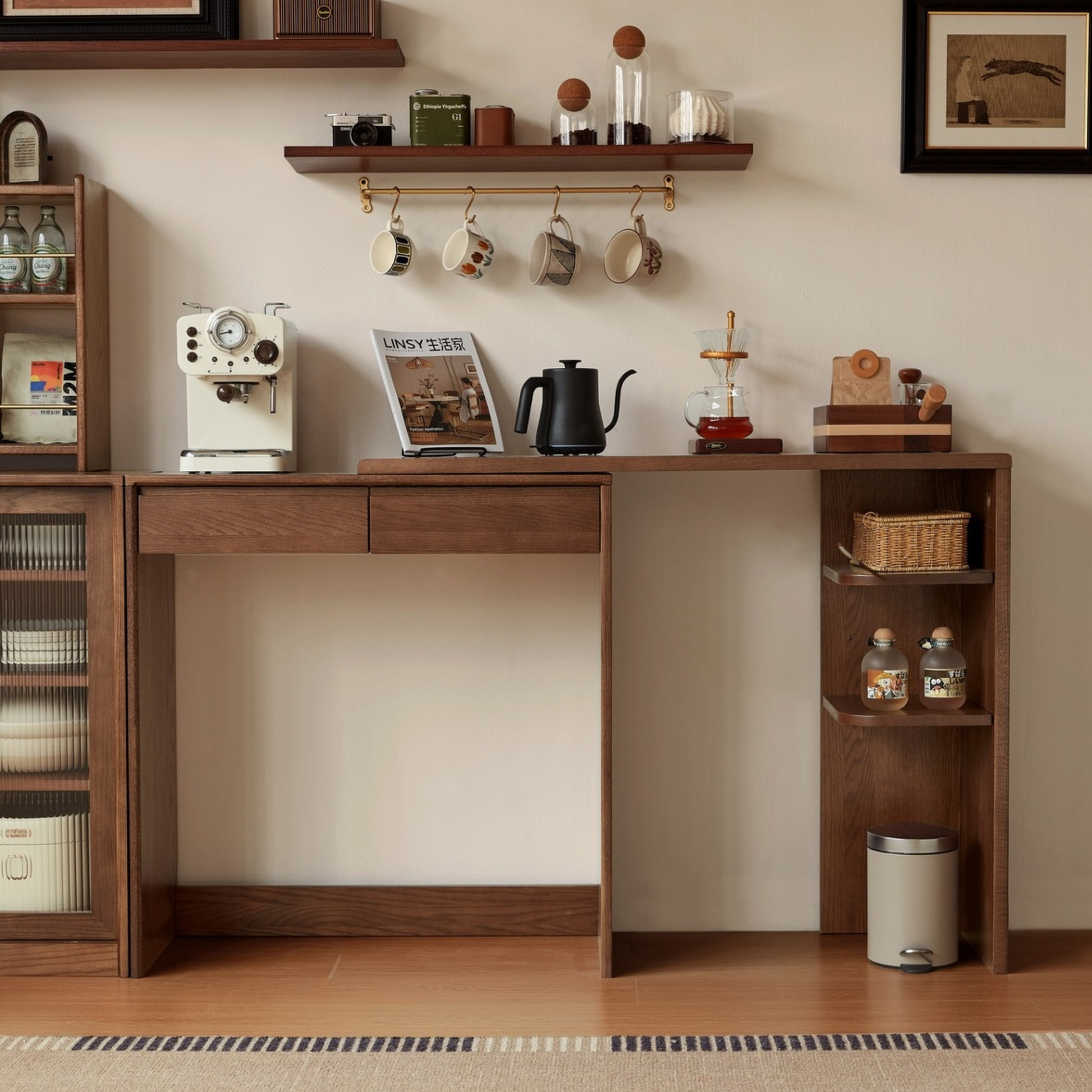 Linspire Walden Solid Wood Console Table, Walnut Oak