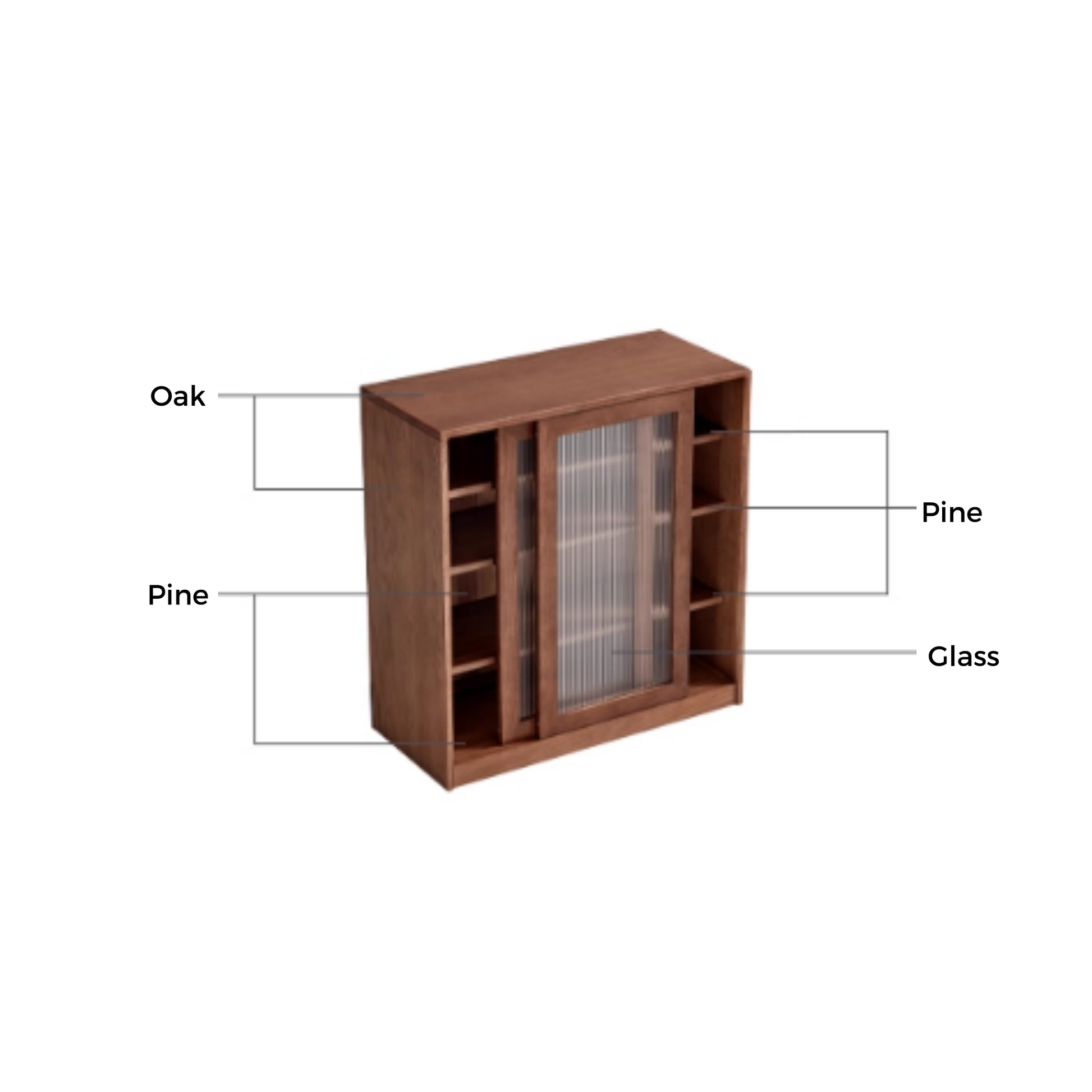 Linspire Walden Solid Wood Sideboard, Walnut Oak