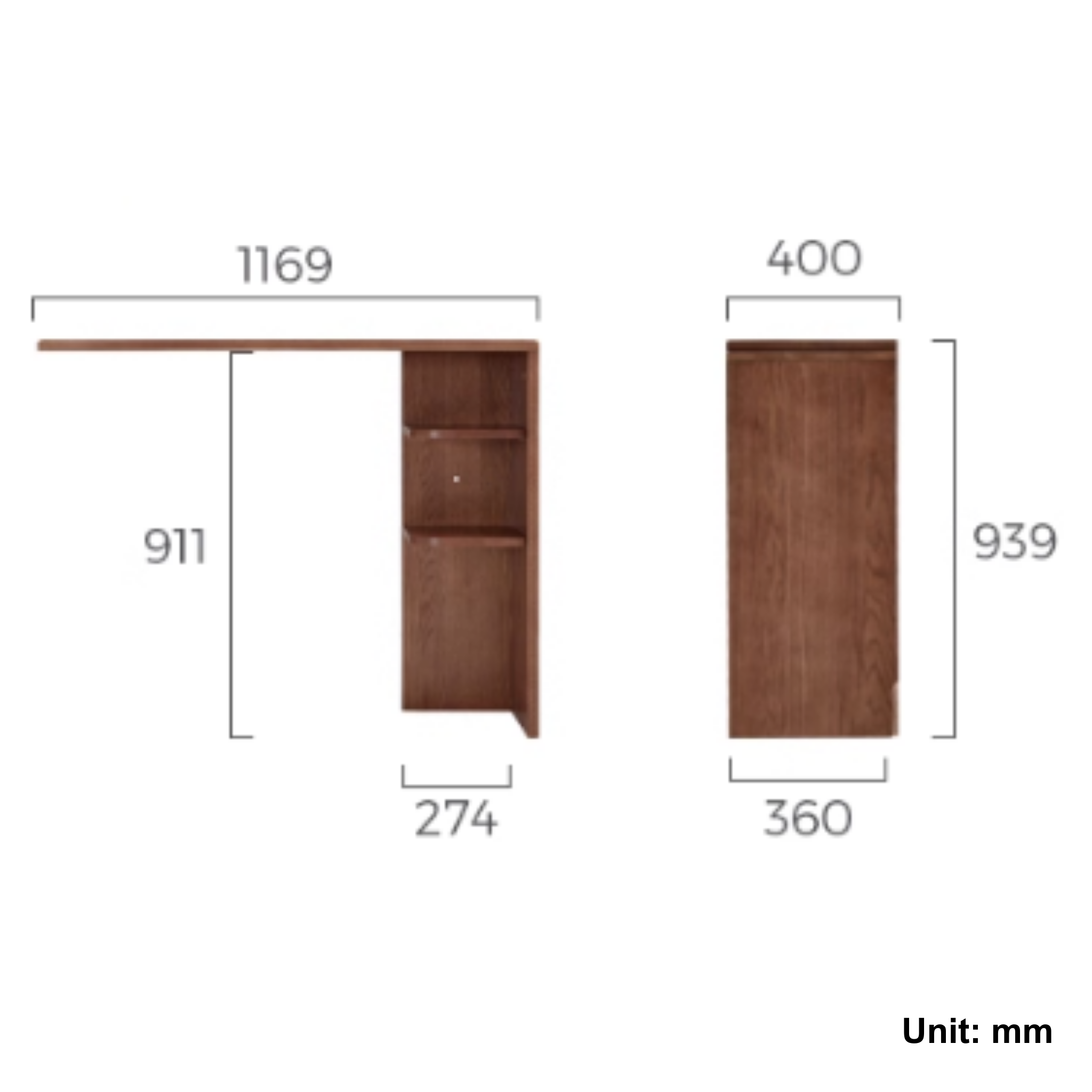 Linspire Walden Solid Wood Sideboard Extension Tabletop, Walnut Oak