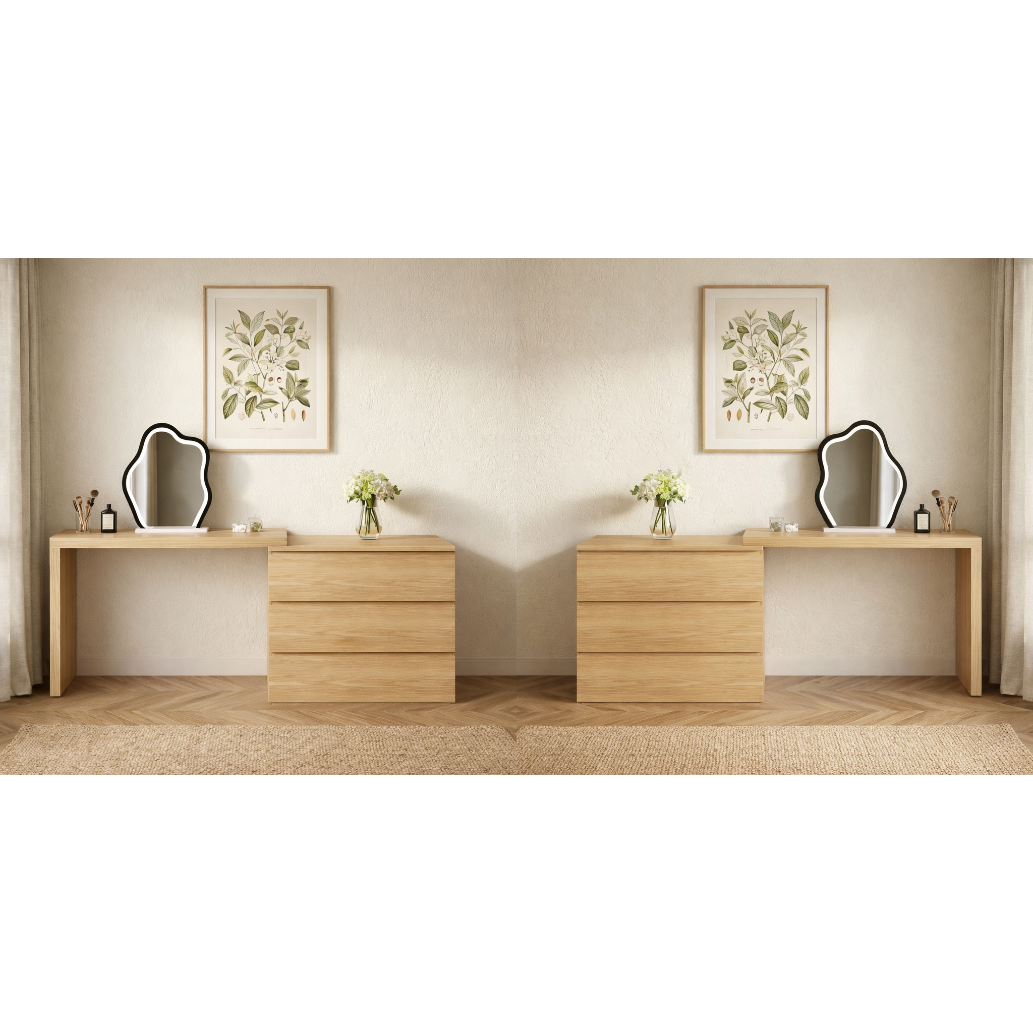 Loft Ensio Floating Dressing table with Chest of 3 Drawers