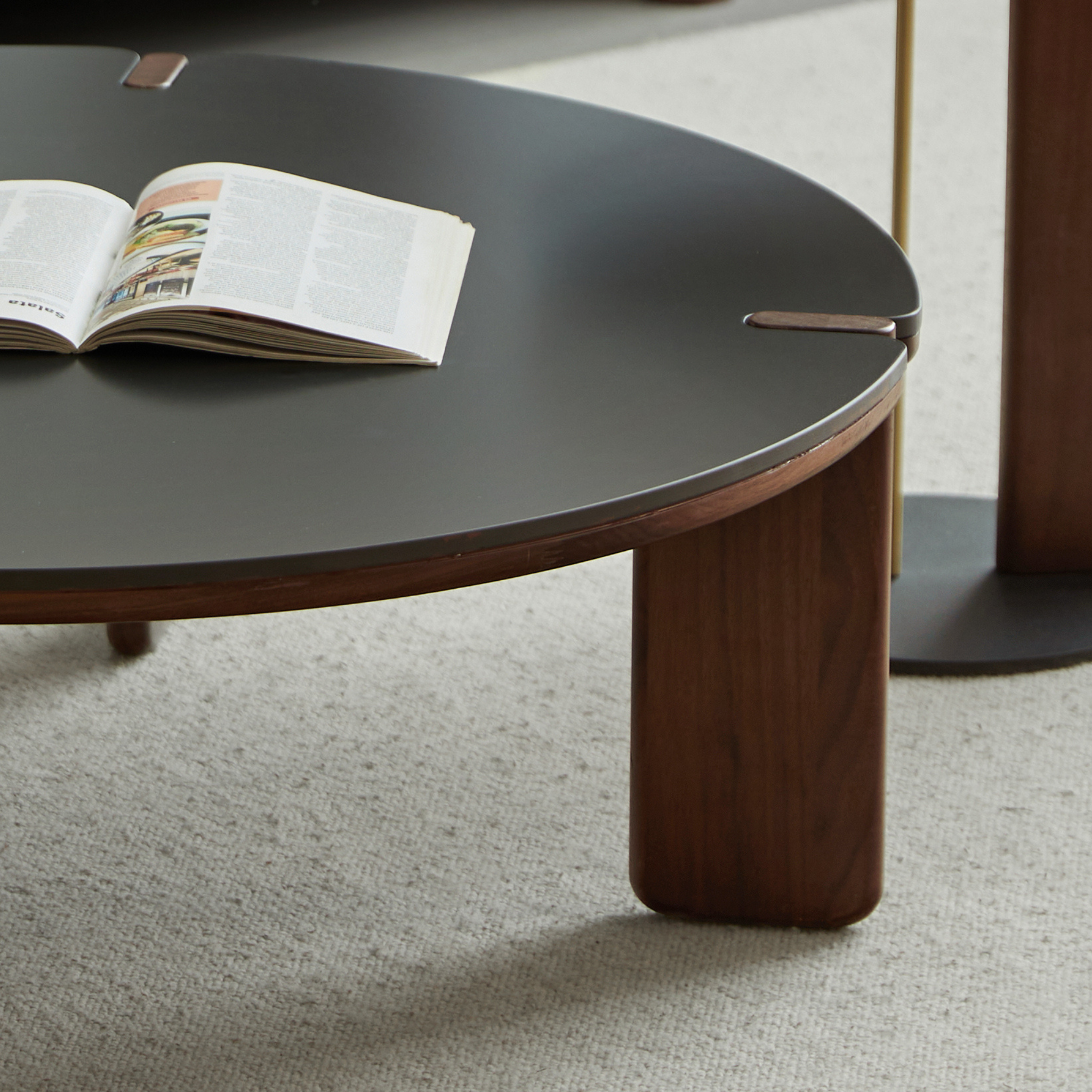 Linspire Vista Solid Wood Coffee Table with Sintered Stone Top, American Black Walnut