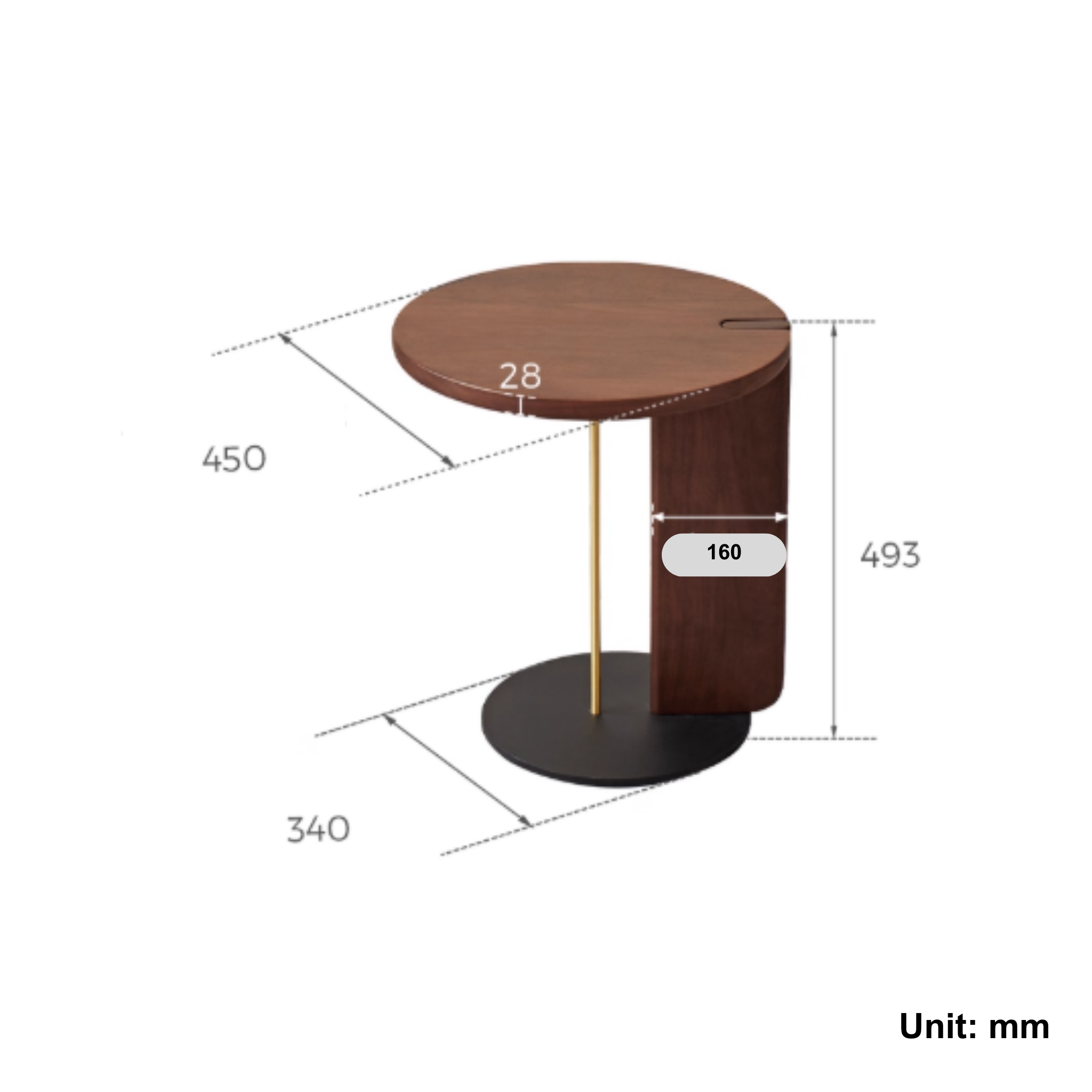 Linspire Vista Solid Wood Side Table, American Black Walnut