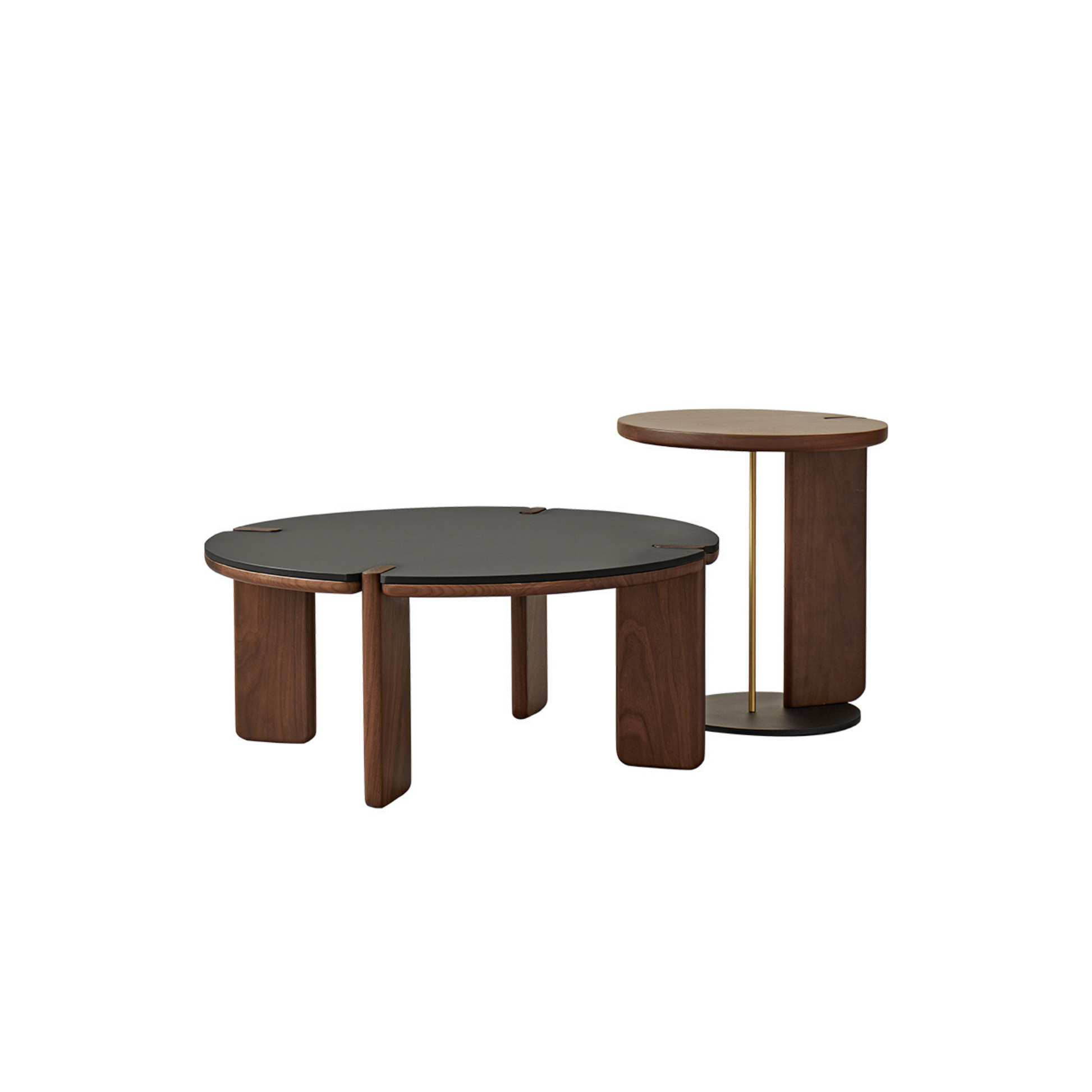 Linspire Vista Solid Wood Coffee Table Set with Sintered Stone Top, American Black Walnut