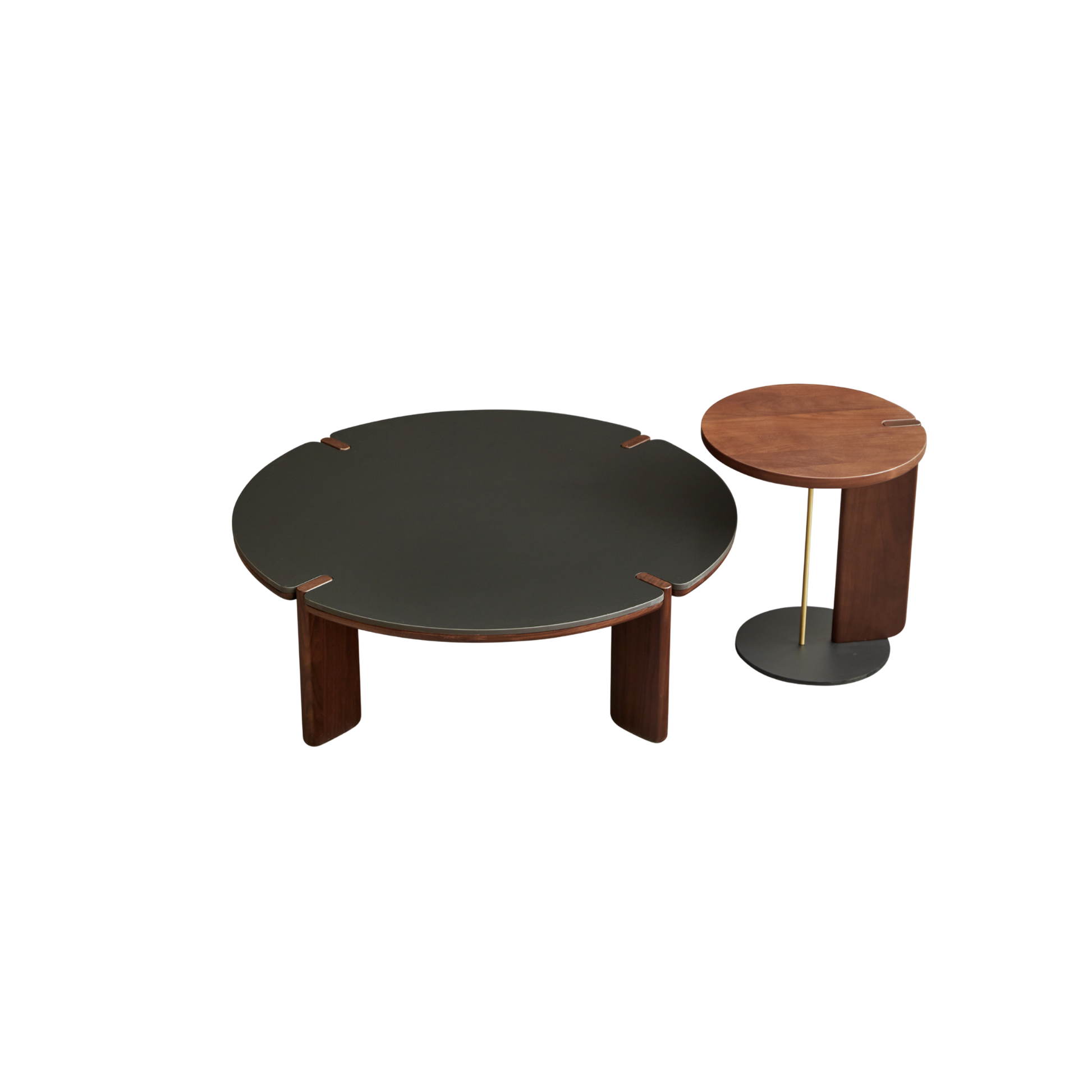 Linspire Vista Solid Wood Coffee Table Set with Sintered Stone Top, American Black Walnut