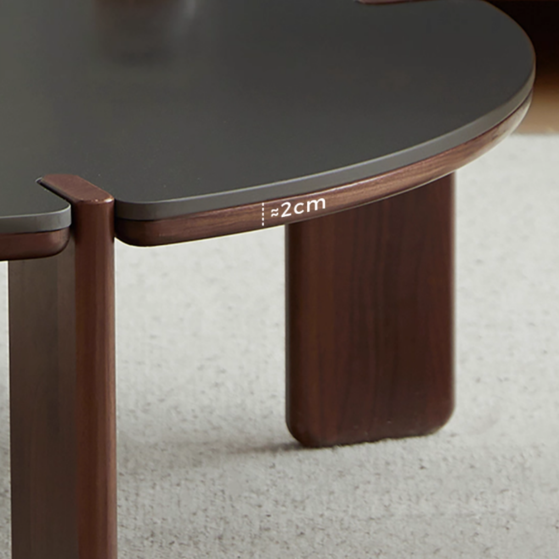 Linspire Vista Solid Wood Coffee Table Set with Sintered Stone Top, American Black Walnut