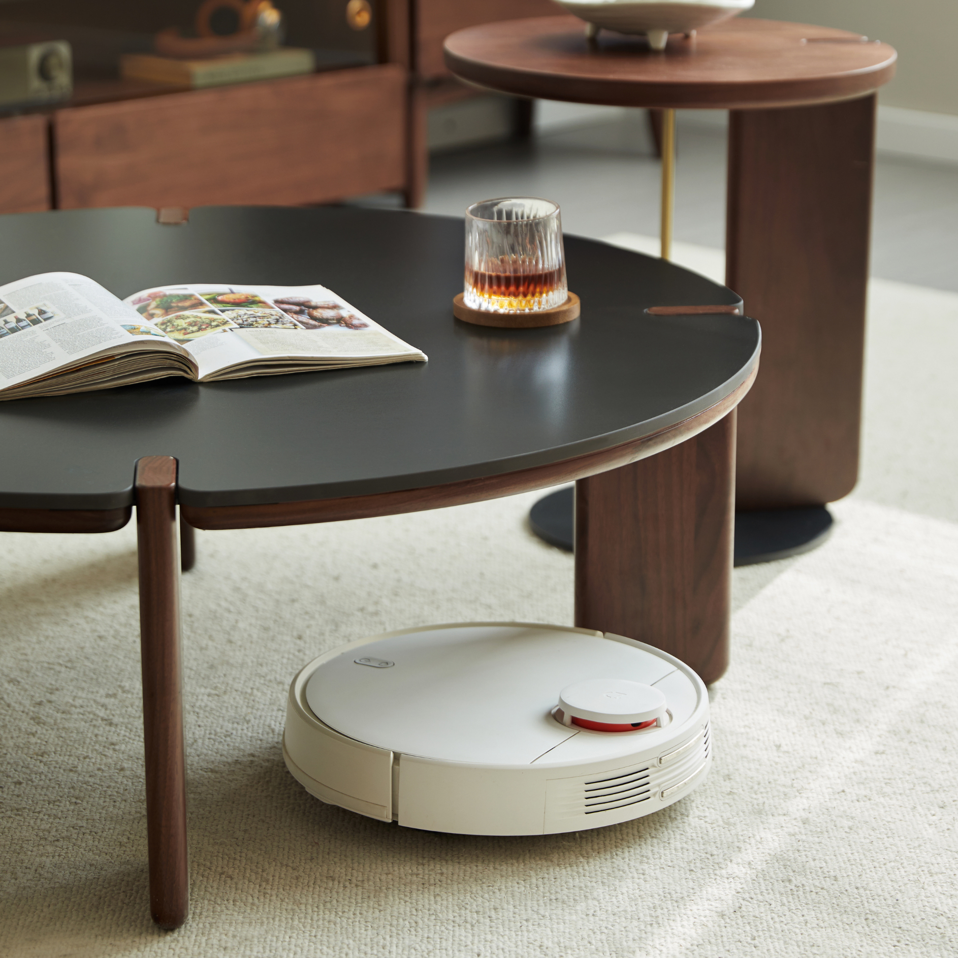 Linspire Vista Solid Wood Coffee Table Set with Sintered Stone Top, American Black Walnut