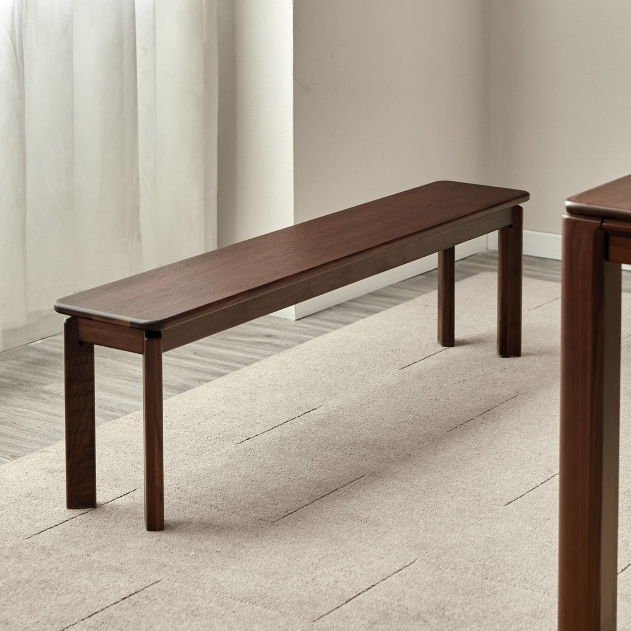 Linspire Willow Solid Wood Dining Bench, American Black Walnut, W150cm