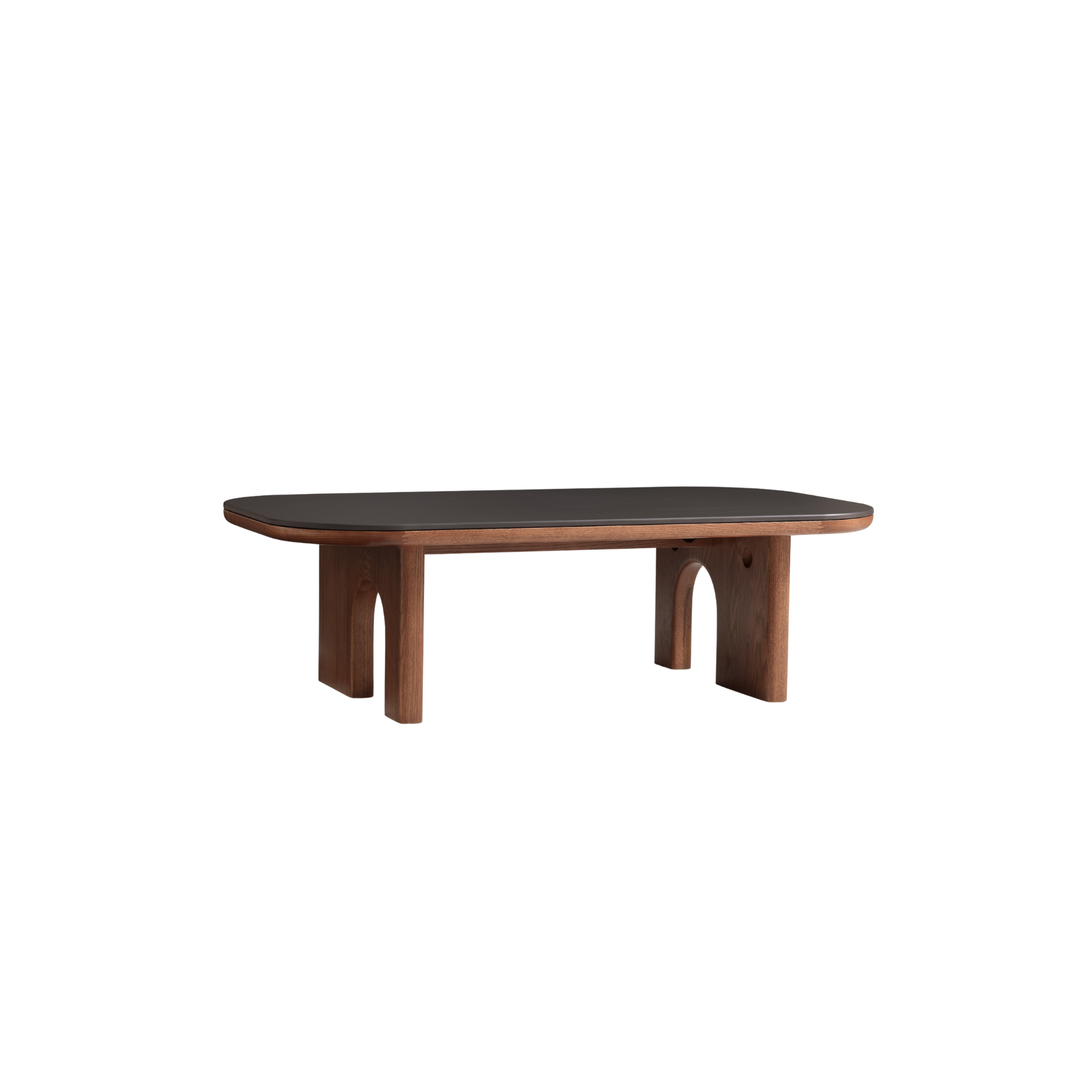 Linspire Walden Solid Wood Coffee Table with Sintered Stone Top, Walnut Oak