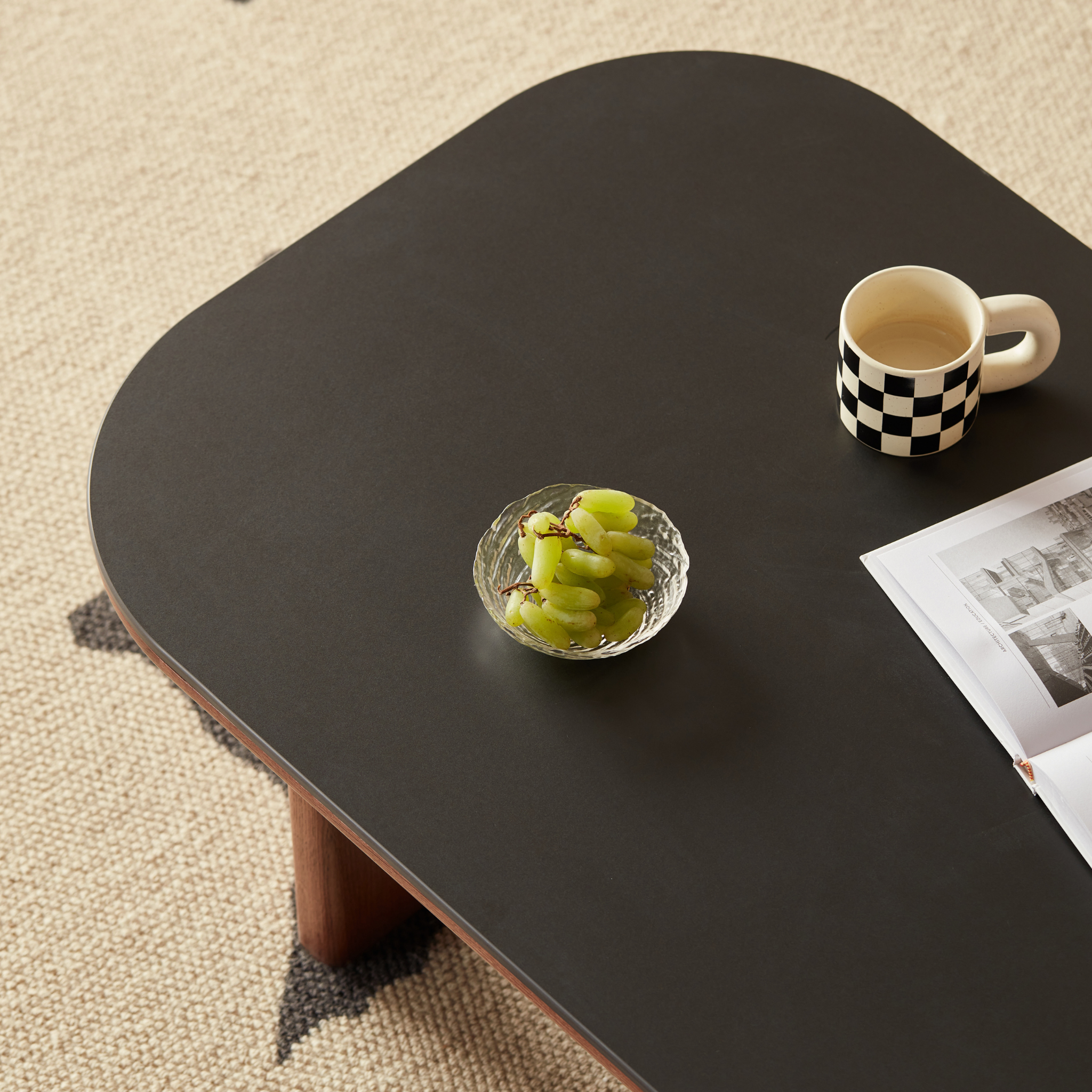 Linspire Walden Solid Wood Coffee Table with Sintered Stone Top, Walnut Oak