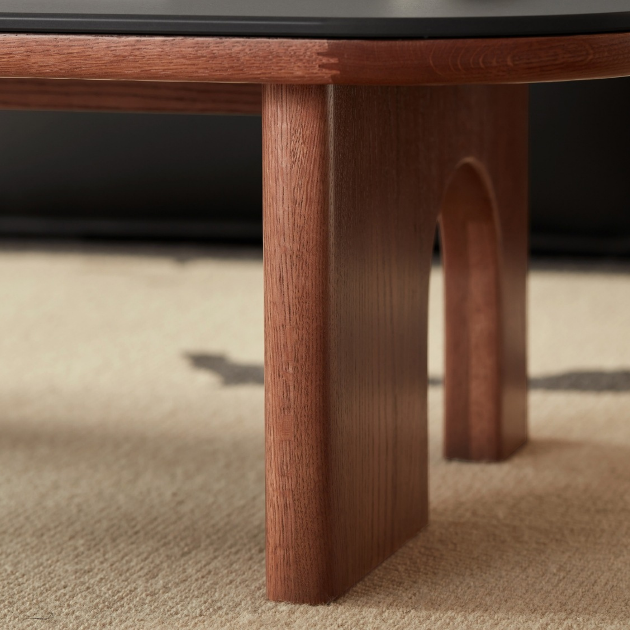 Linspire Walden Solid Wood Coffee Table with Sintered Stone Top, Walnut Oak