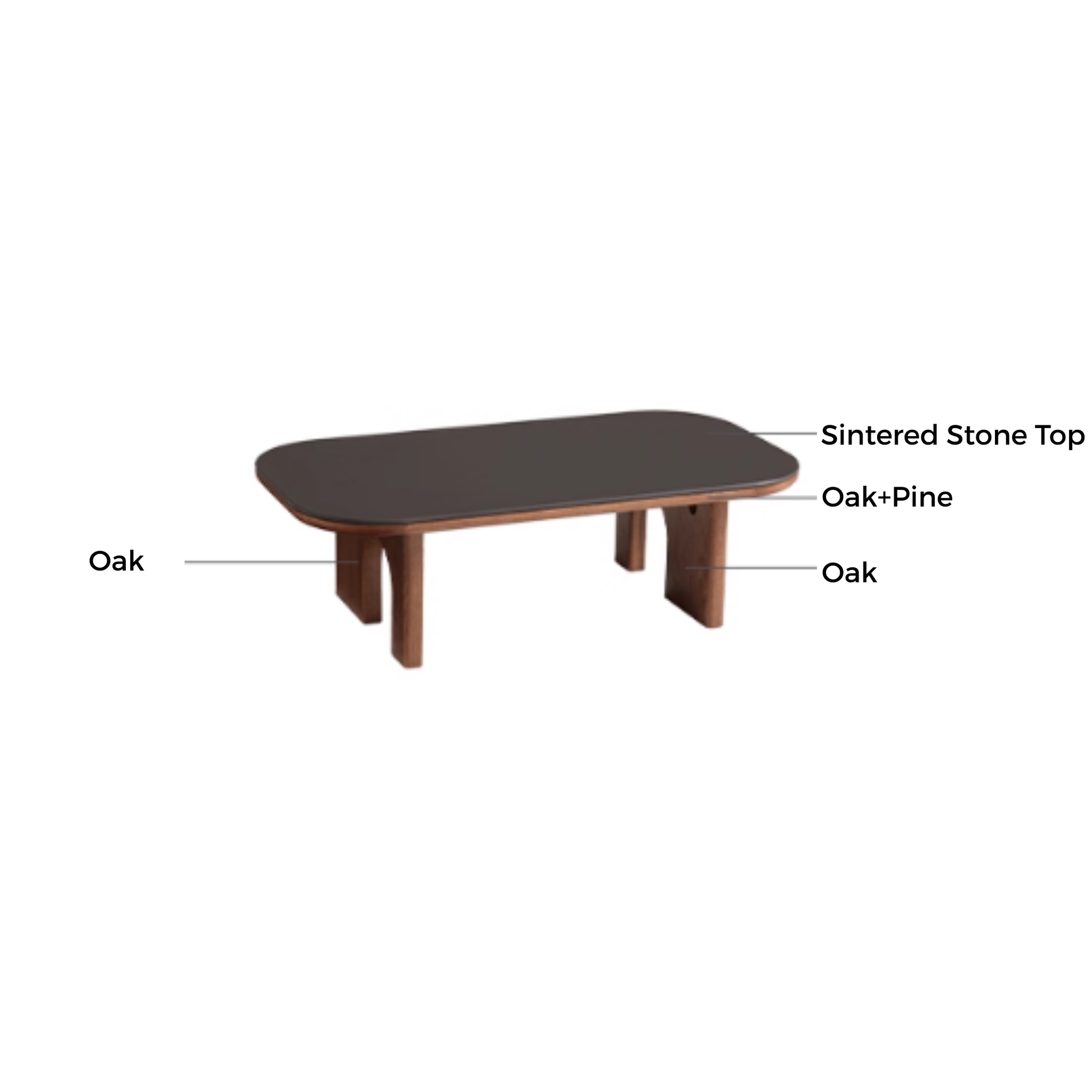 Linspire Walden Solid Wood Coffee Table with Sintered Stone Top, Walnut Oak