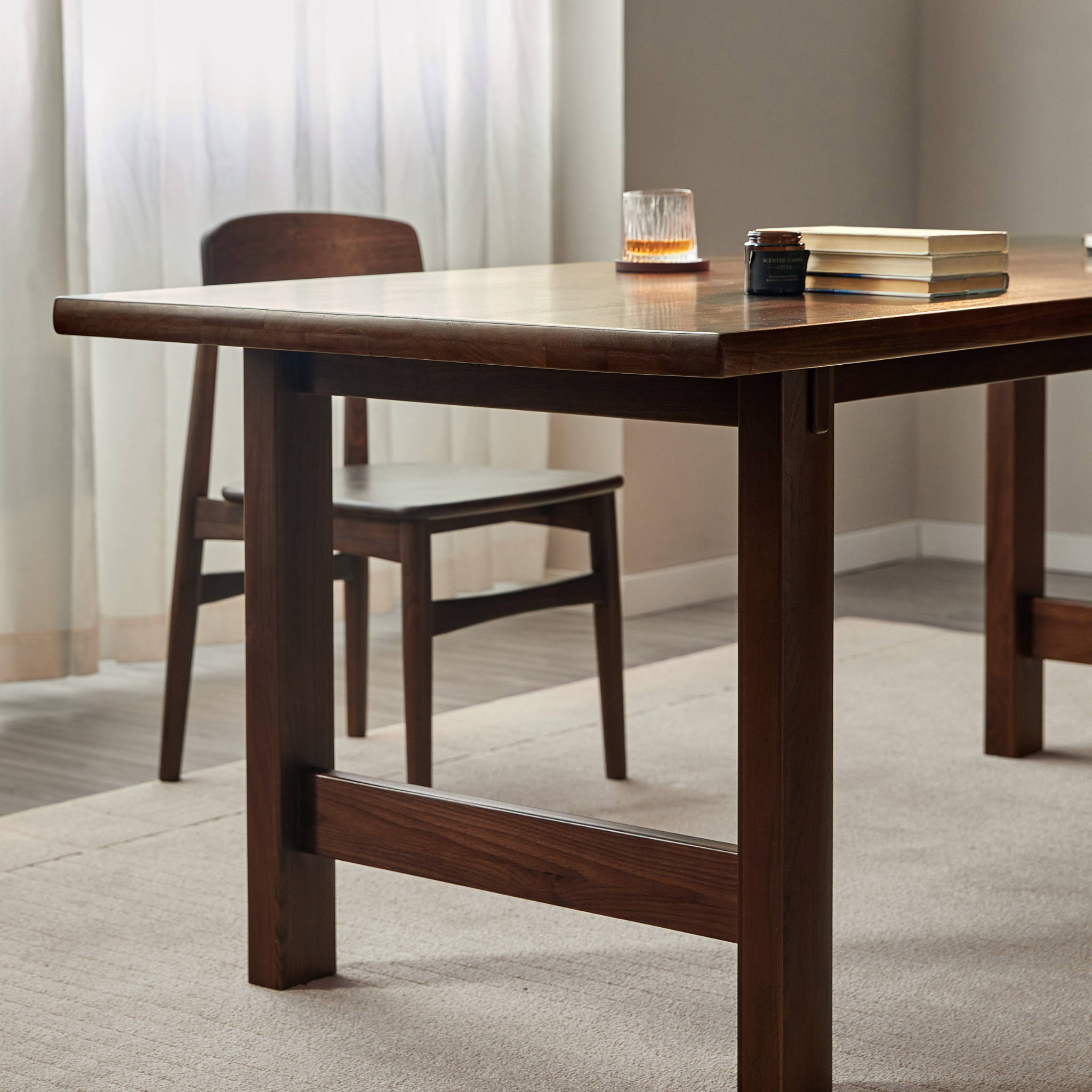 Linspire Vista Solid Wood Dining Table with Trestle Legs, American Black Walnut
