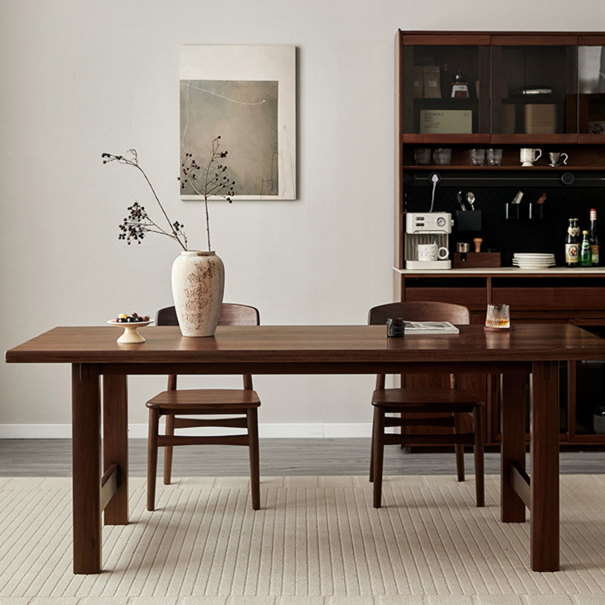 Linspire Vista Solid Wood Dining Table with Trestle Legs, American Black Walnut