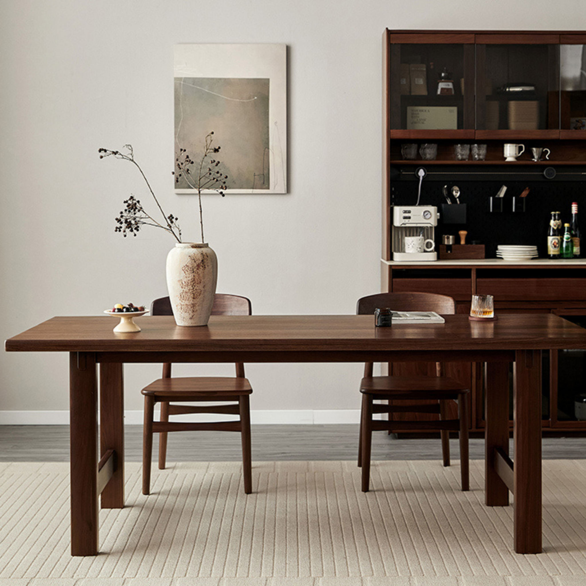 Linspire Vista Solid Wood Dining Table with Trestle Legs, American Black Walnut
