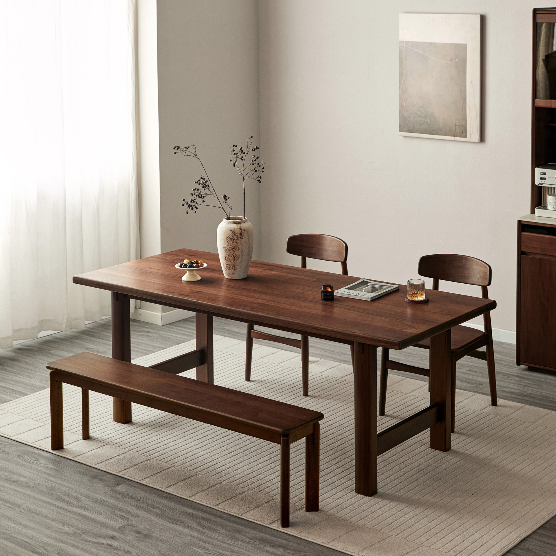 Linspire Vista Solid Wood Dining Table with Trestle Legs, American Black Walnut
