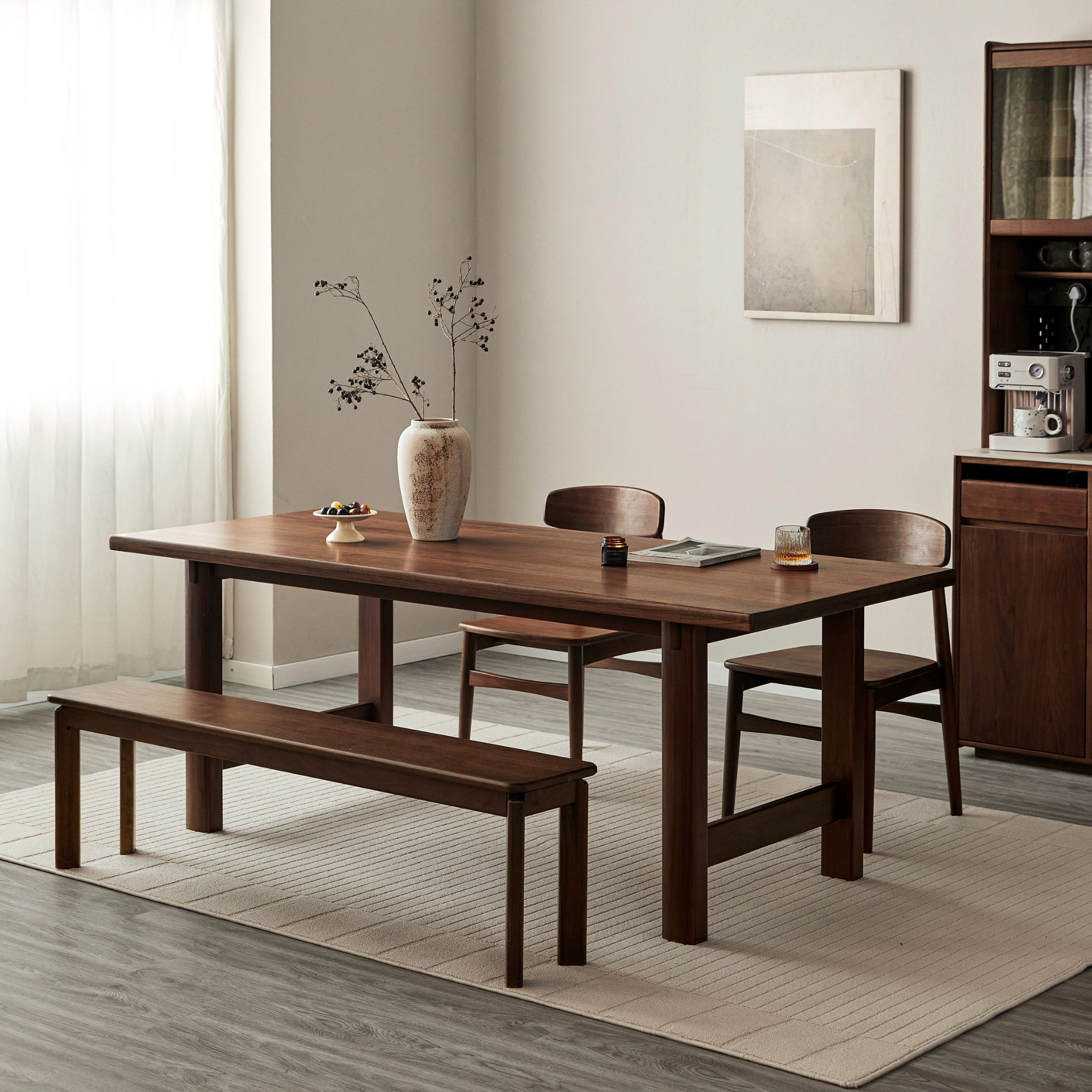 Linspire Vista Solid Wood Dining Table with Trestle Legs, American Black Walnut