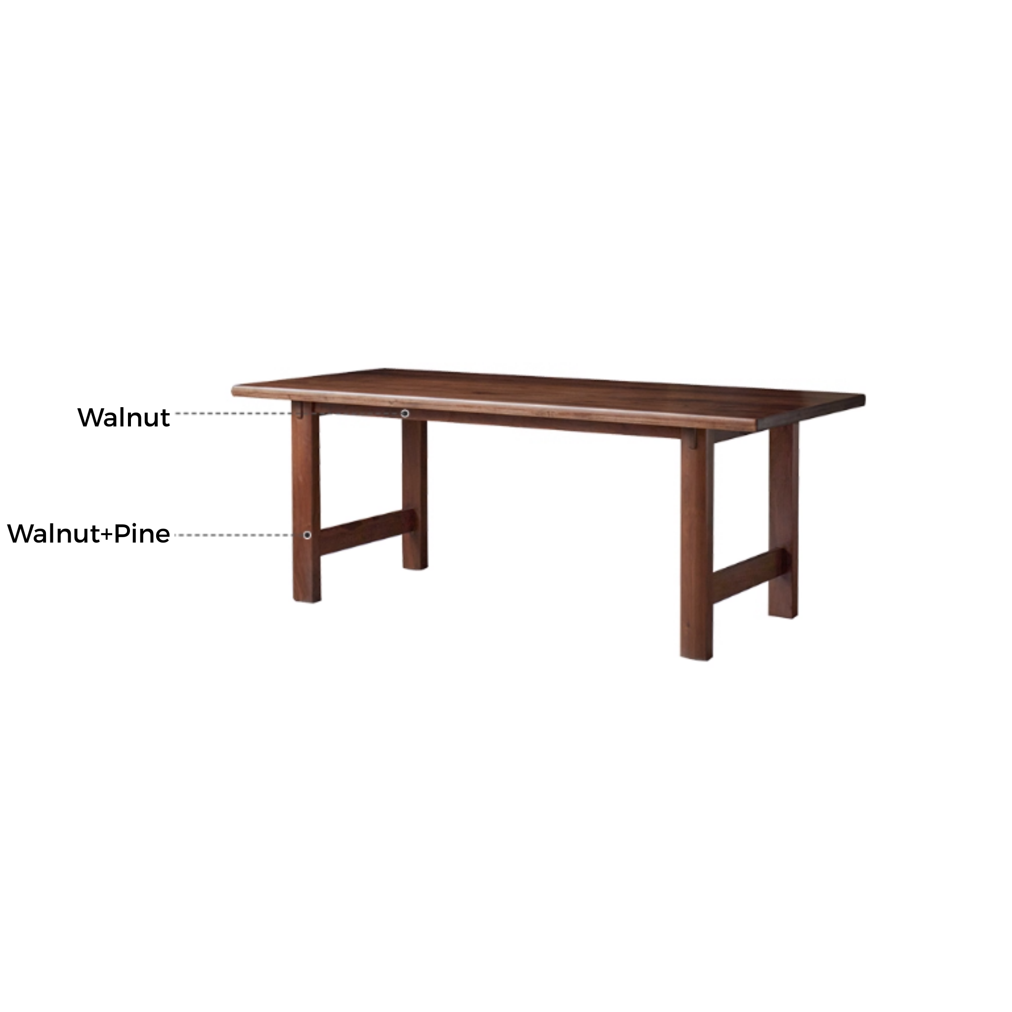 Linspire Vista Solid Wood Dining Table with Trestle Legs, American Black Walnut