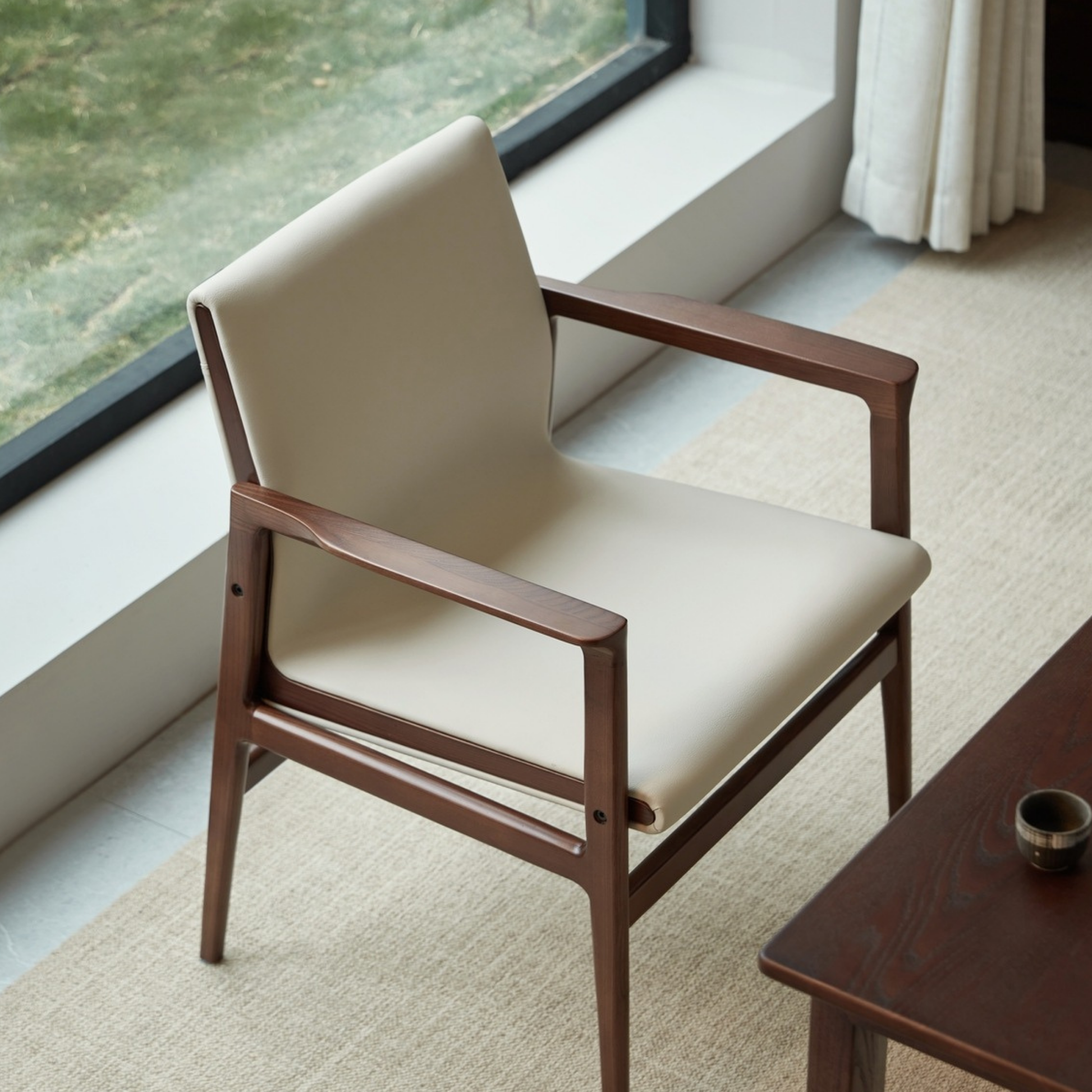 Linspire Lysa Leather Armchair with Solid Wood Frame, Ash