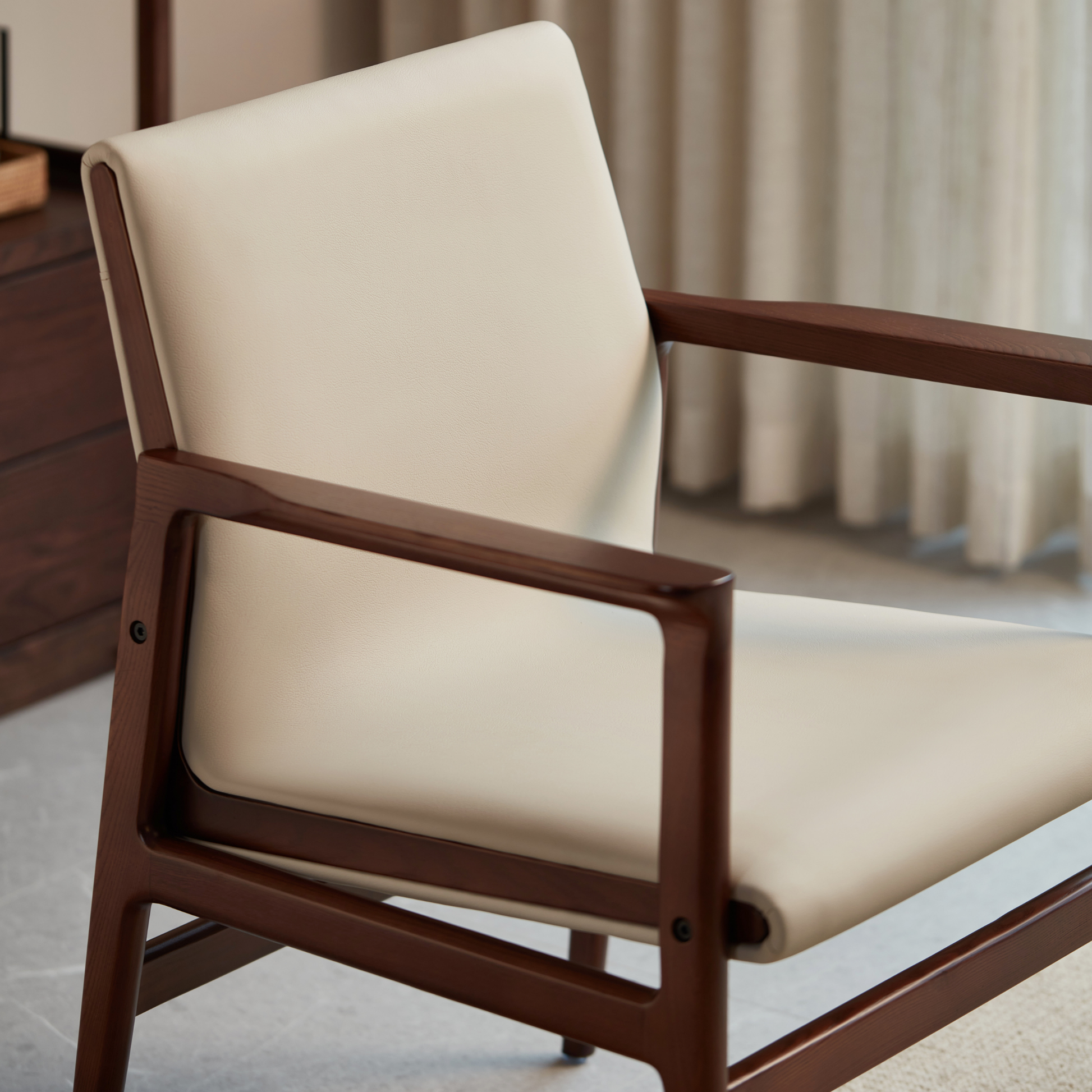 Linspire Lysa Leather Armchair with Solid Wood Frame, Ash
